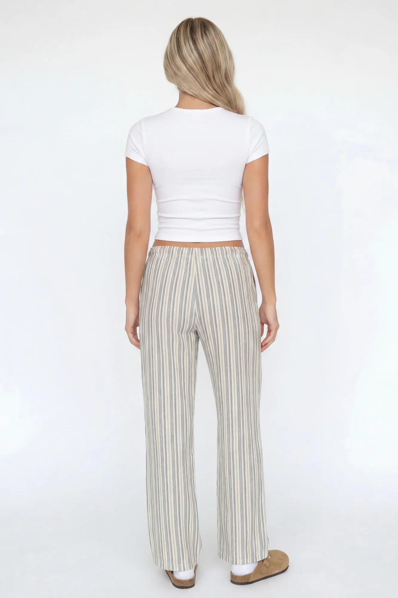 Linen-Blend Flowy Wide Leg Pant