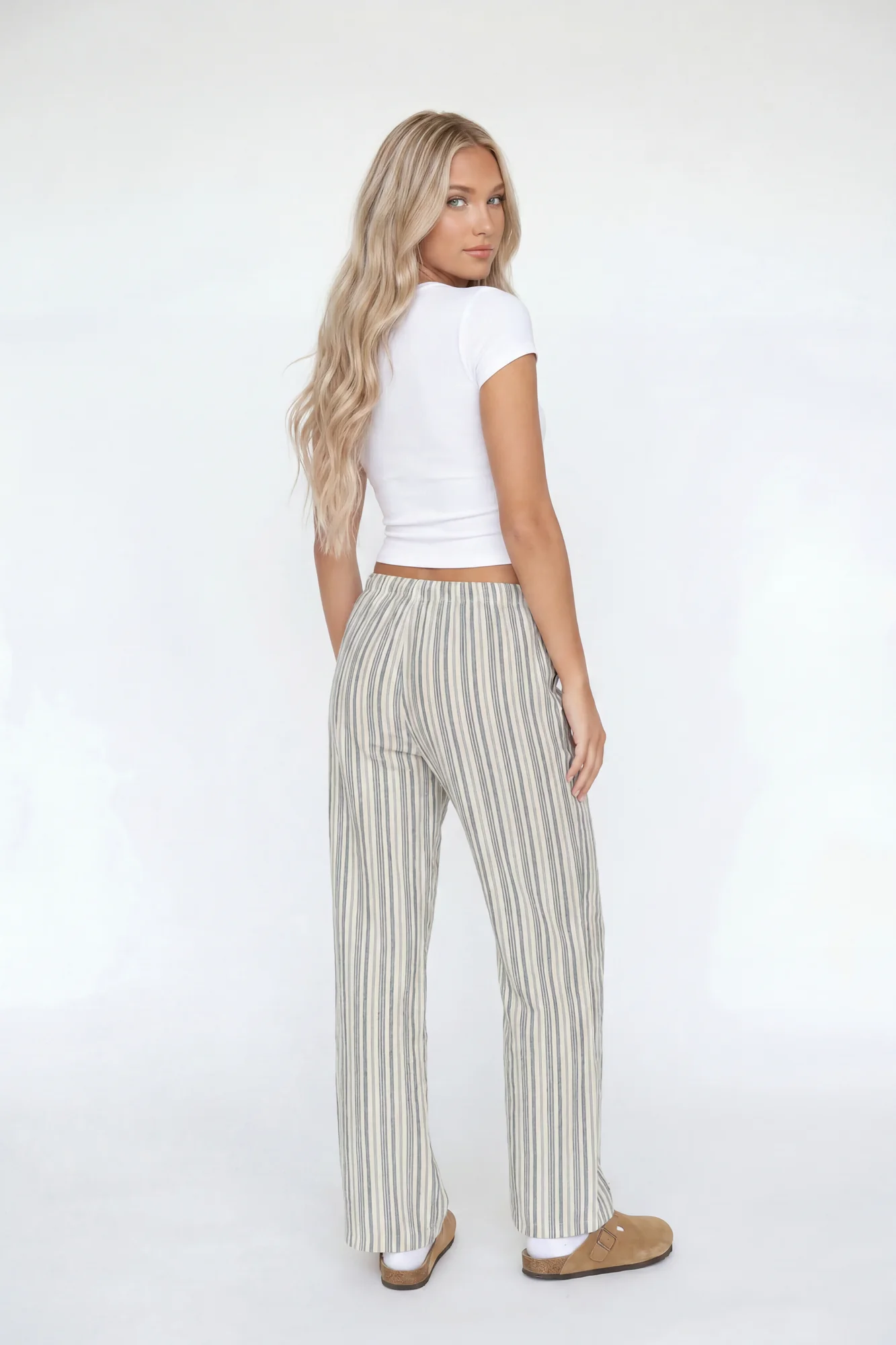 Linen-Blend Flowy Wide Leg Pant