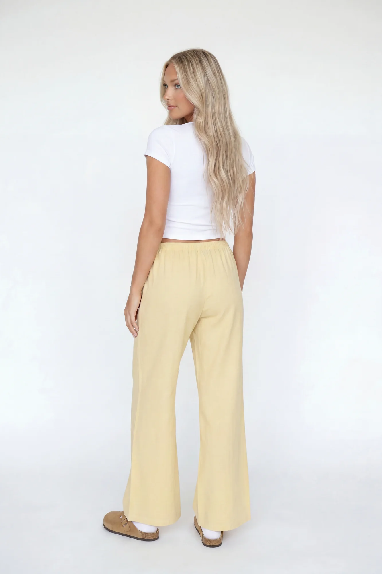 Linen-Blend Flowy Wide Leg Pant