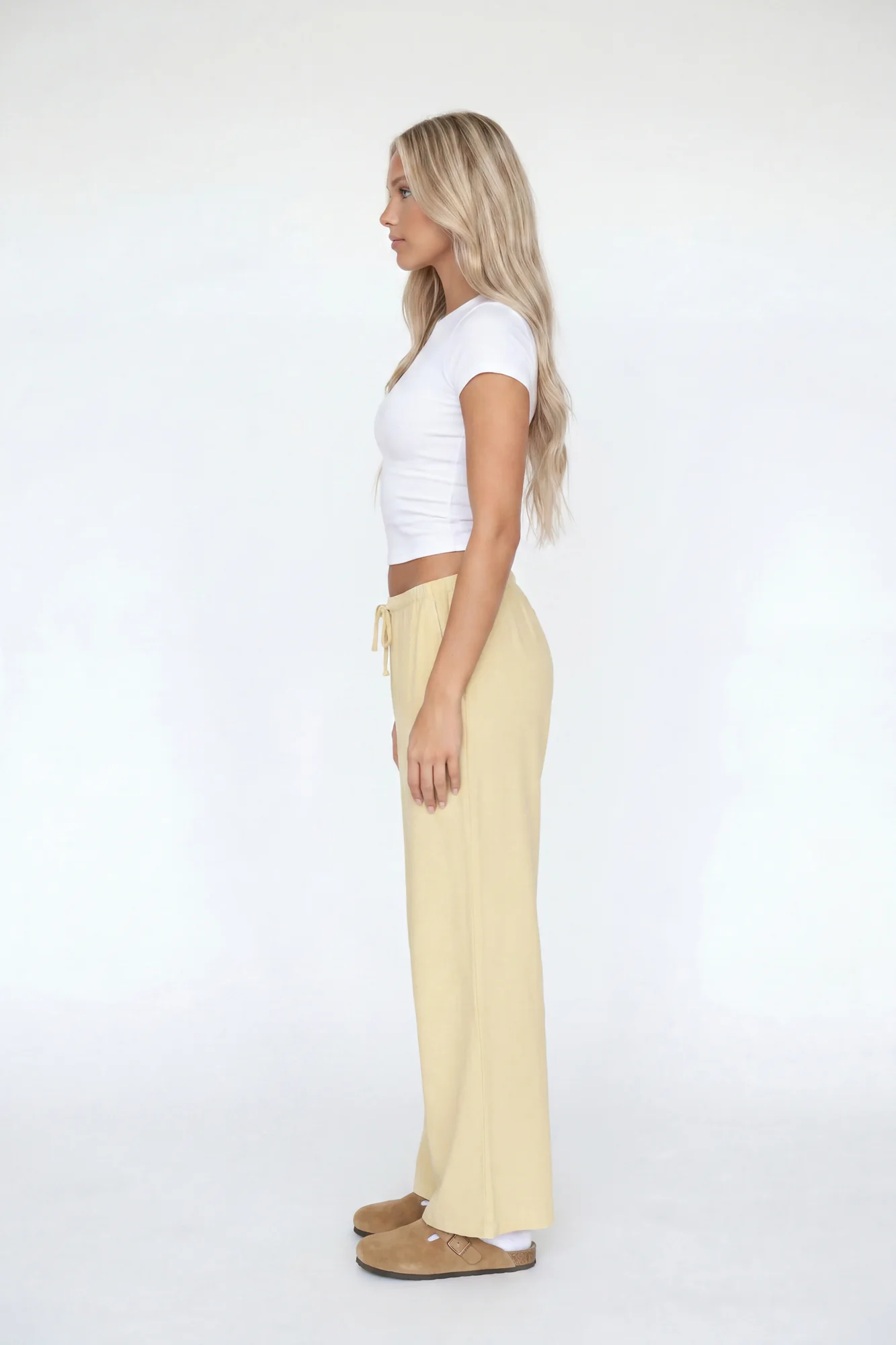 Linen-Blend Flowy Wide Leg Pant