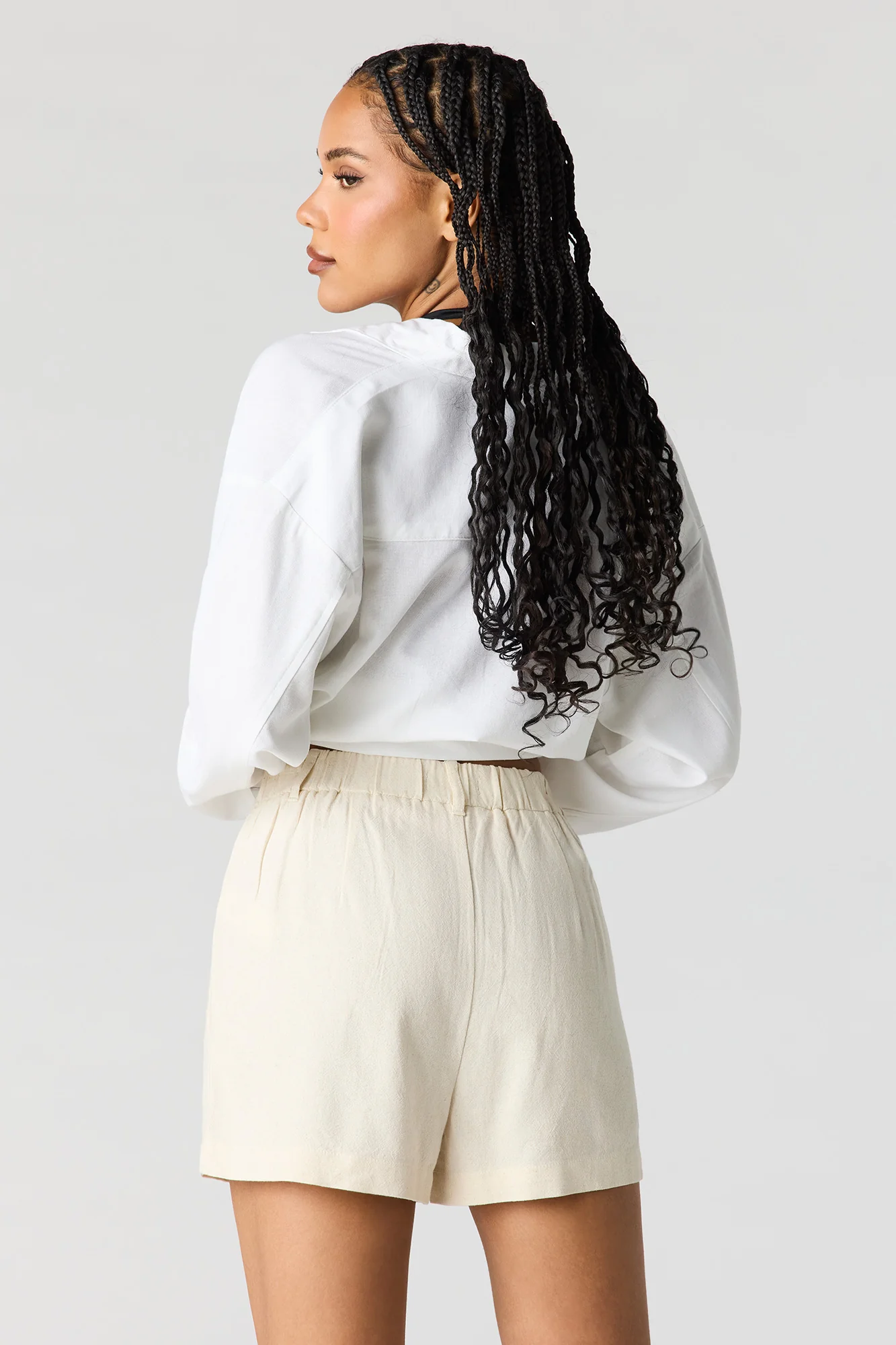 Linen-Blend Tailored Short
