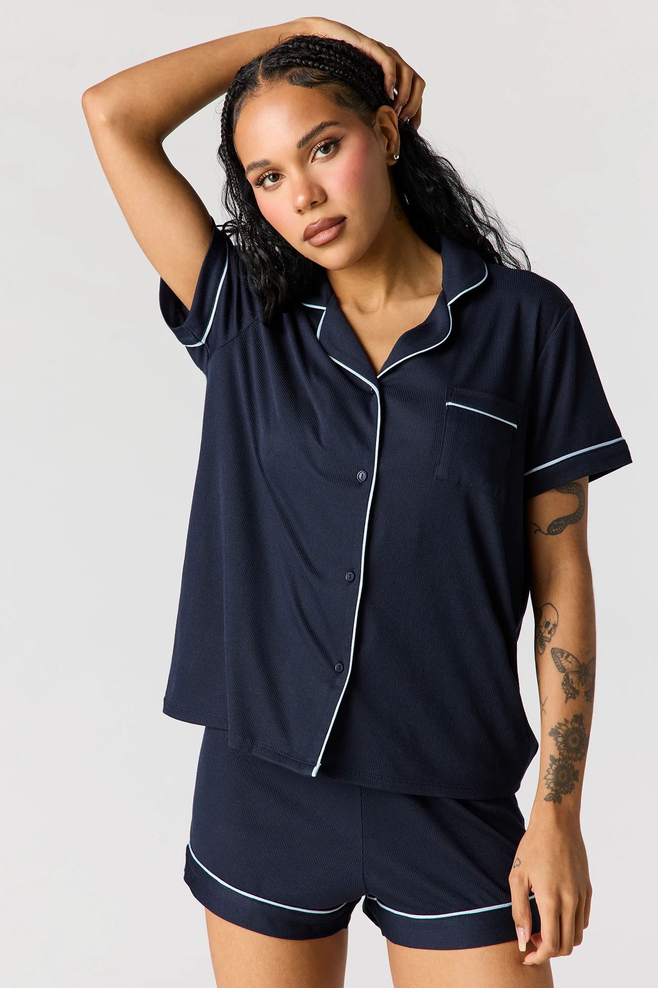 6697-button-up-collared-top-short-pajama-set-13.webp Button-Up Collared Top & Short Pajama Set
