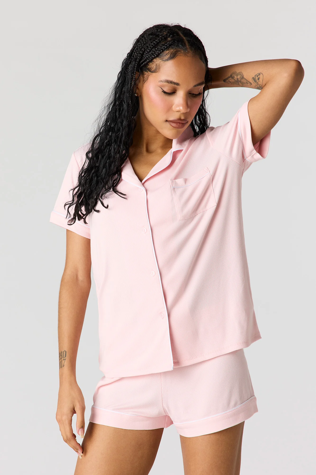 6697-button-up-collared-top-short-pajama-set-17.webp Button-Up Collared Top & Short Pajama Set