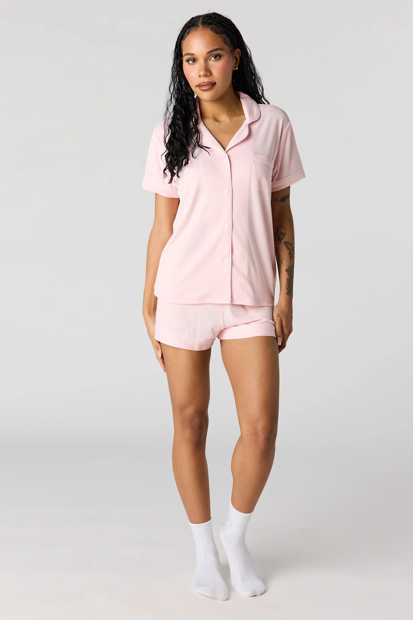 6697-button-up-collared-top-short-pajama-set-19.webp Button-Up Collared Top & Short Pajama Set