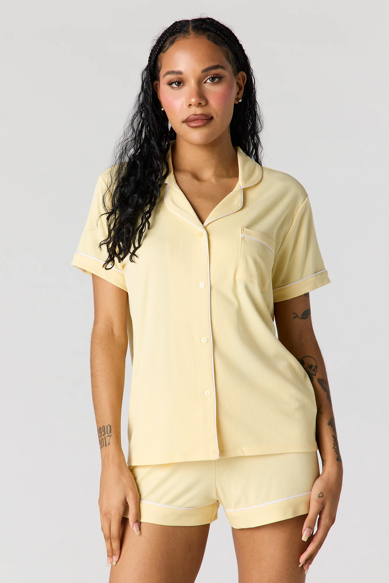 6697-button-up-collared-top-short-pajama-set-21.webp Button-Up Collared Top & Short Pajama Set