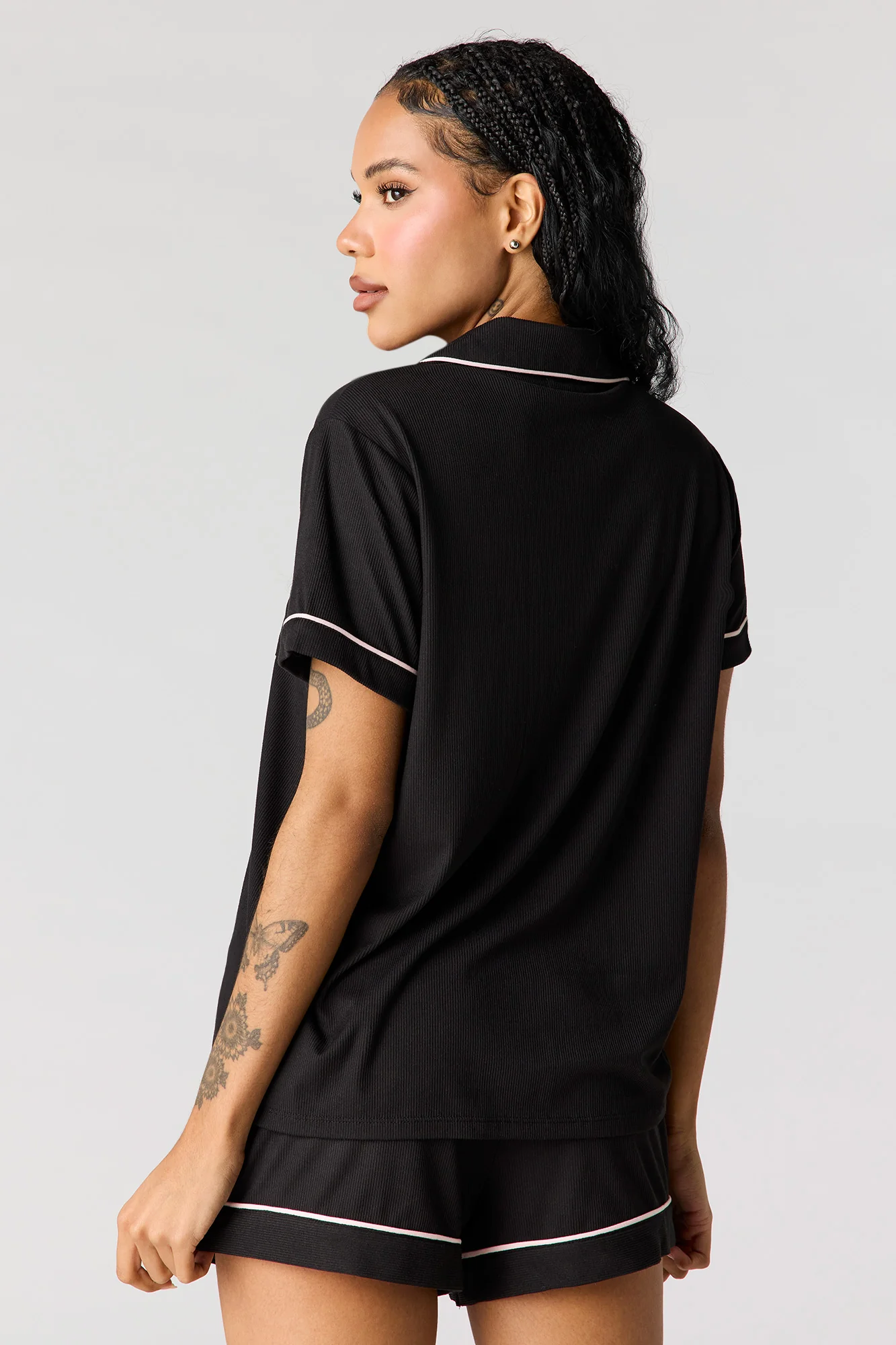6697-button-up-collared-top-short-pajama-set-6.webp Button-Up Collared Top & Short Pajama Set