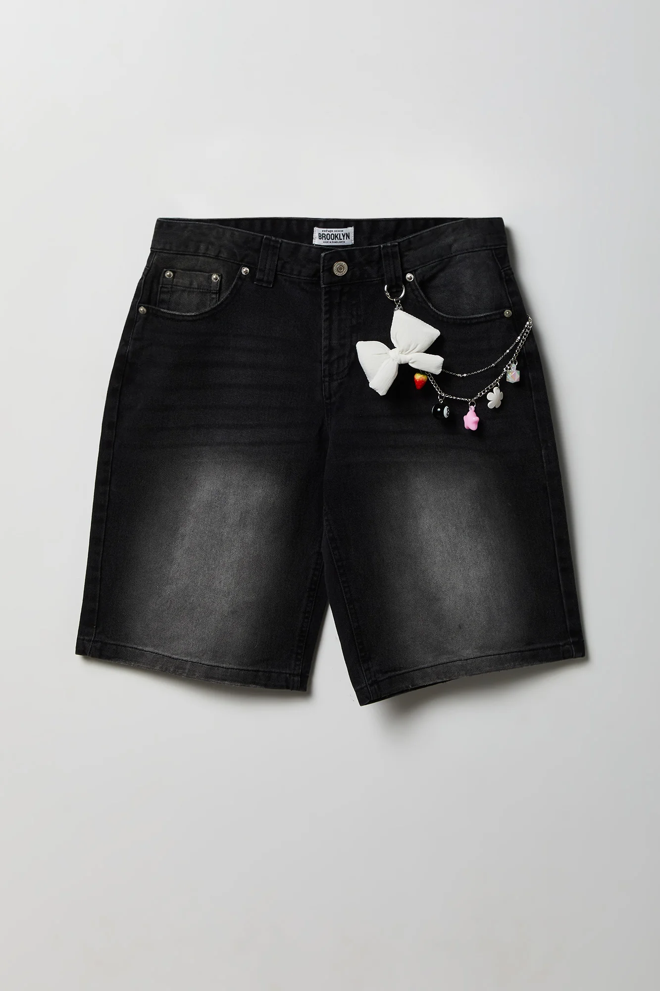 6754-brooklyn-low-rise-black-jort-11-with-charm-keychain-4.webp Brooklyn Low Rise Black Jort 11" with Charm Keychain