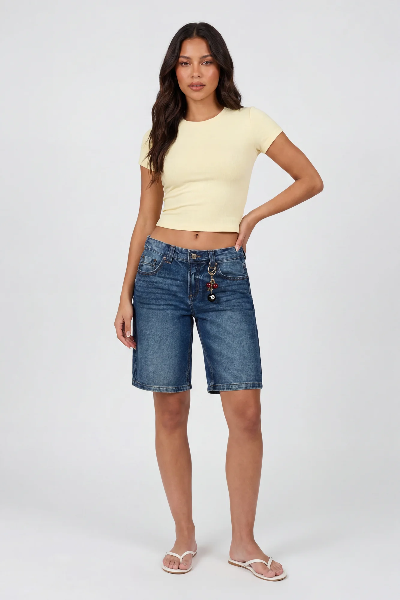 Brooklyn Low Rise Dark Jort 11" with Cherry Keychain