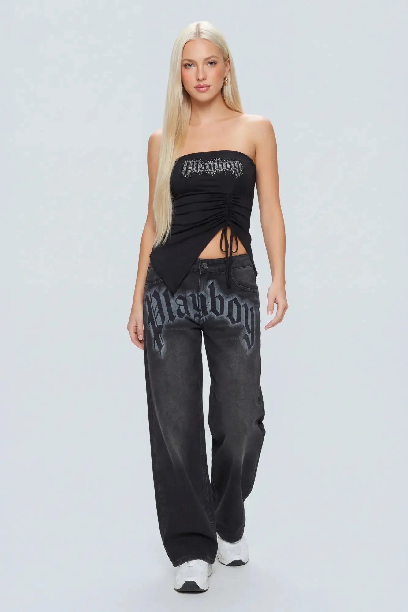 Playboy Contour Rhinestone Cinched Tube Top