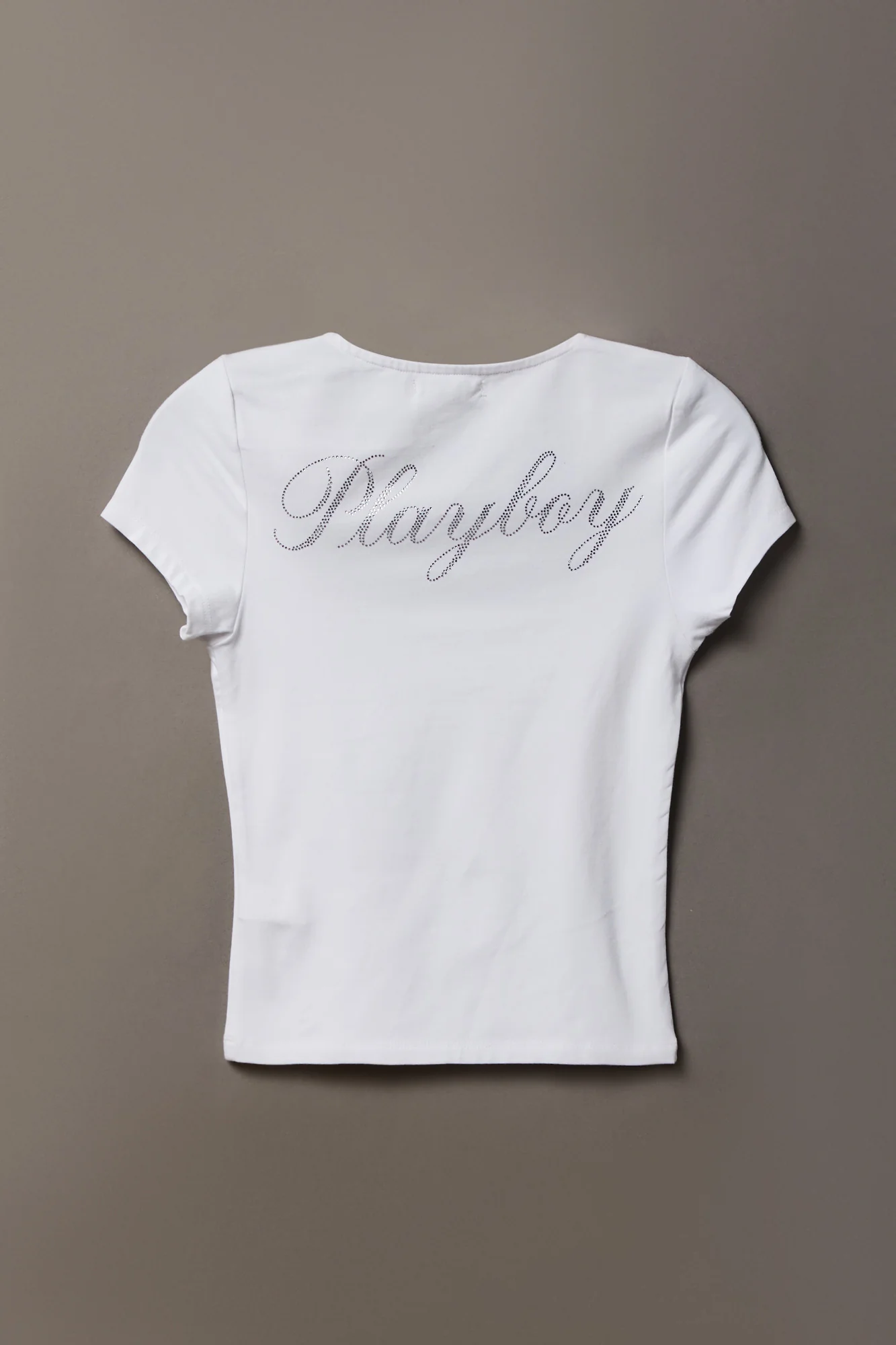 Soft Contour Playboy Rhinestone Square Neck T-Shirt