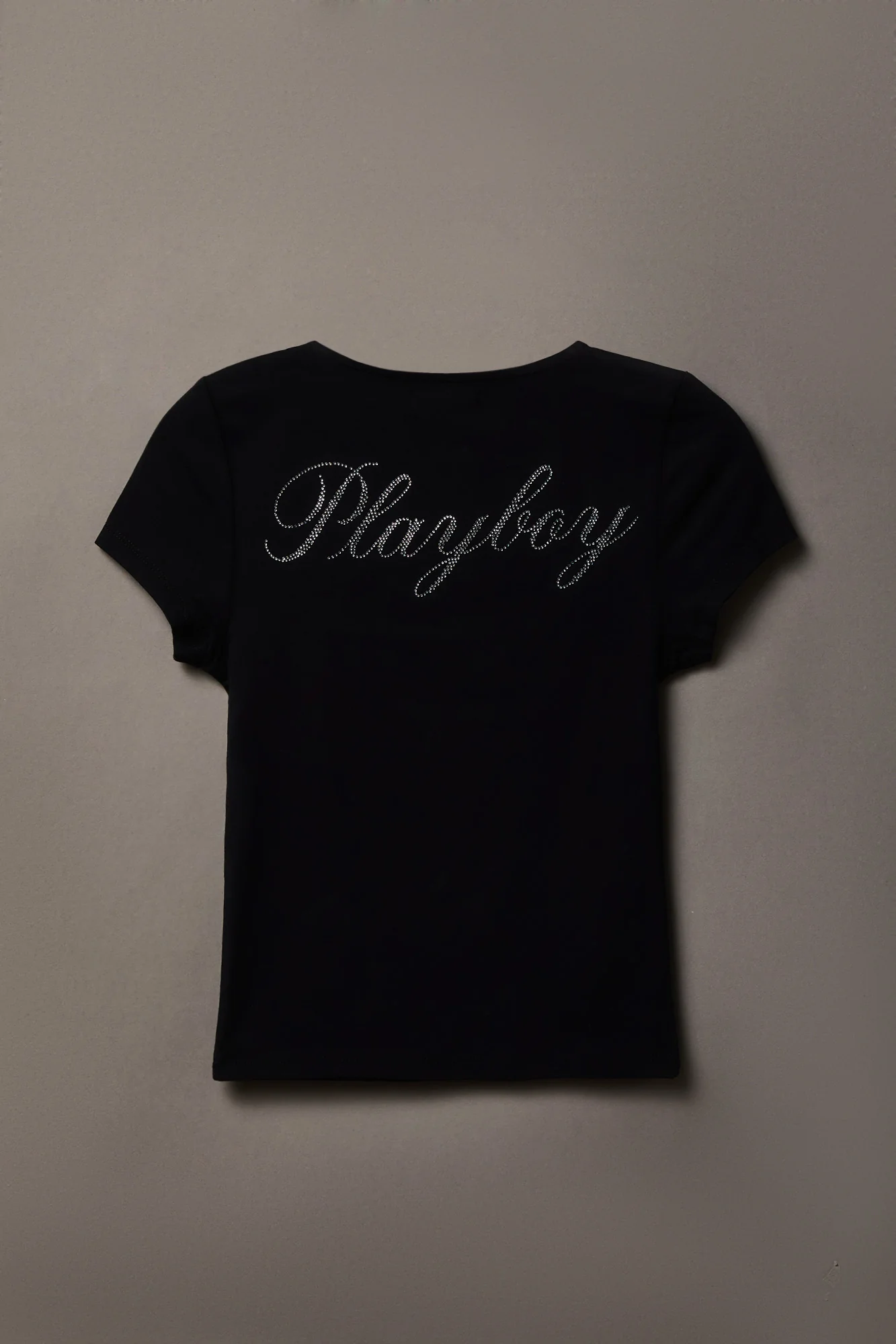 Soft Contour Playboy Rhinestone Square Neck T-Shirt