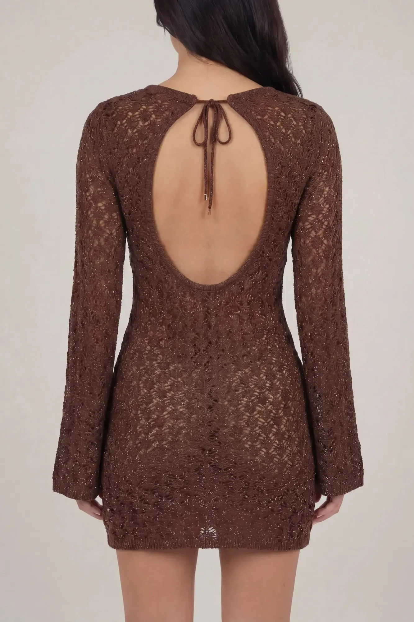 Crochet Open Back Mini Swim Cover Up Dress
