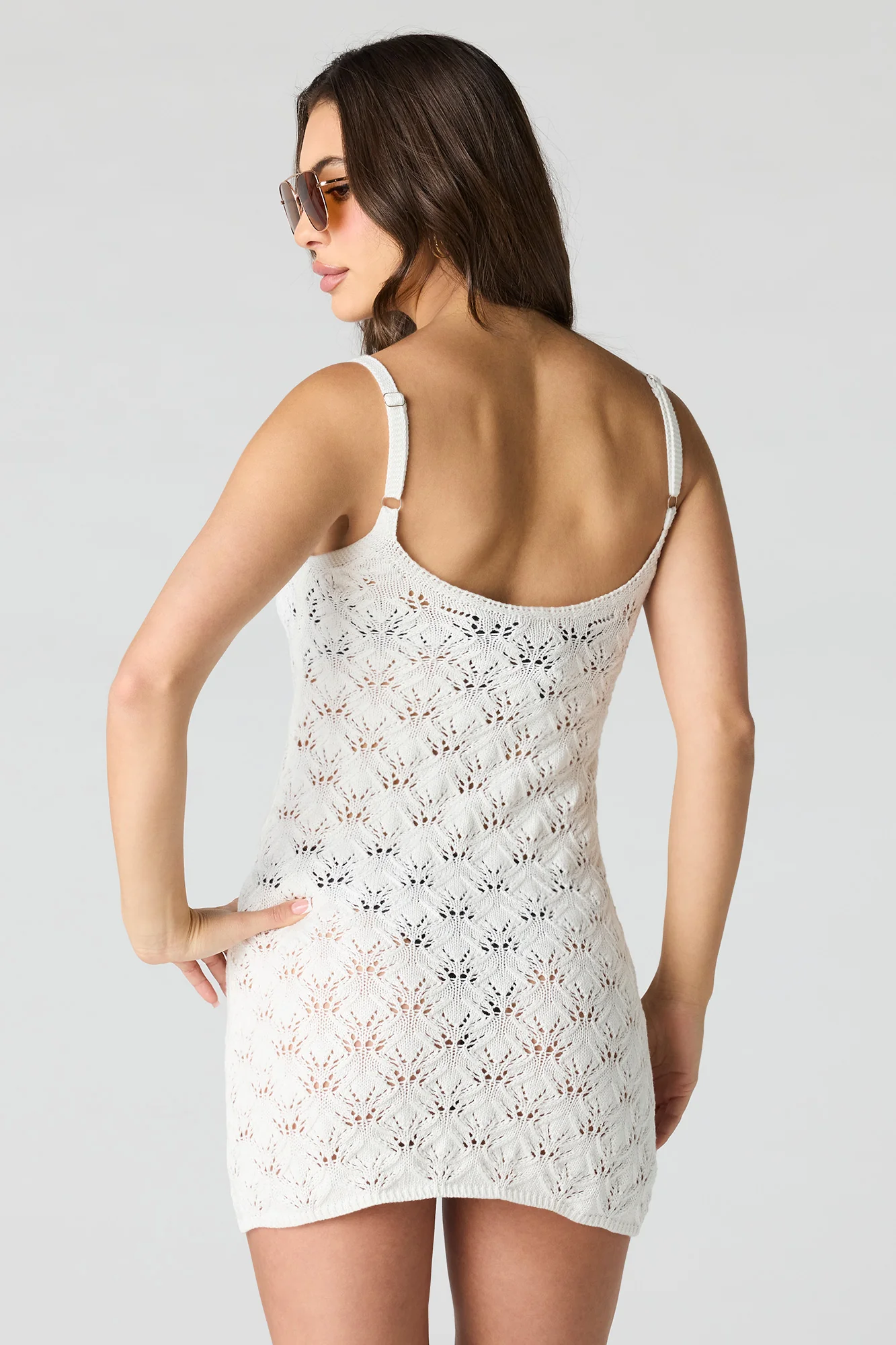 Crochet Scoop Neck Swim Cover Up Dress
