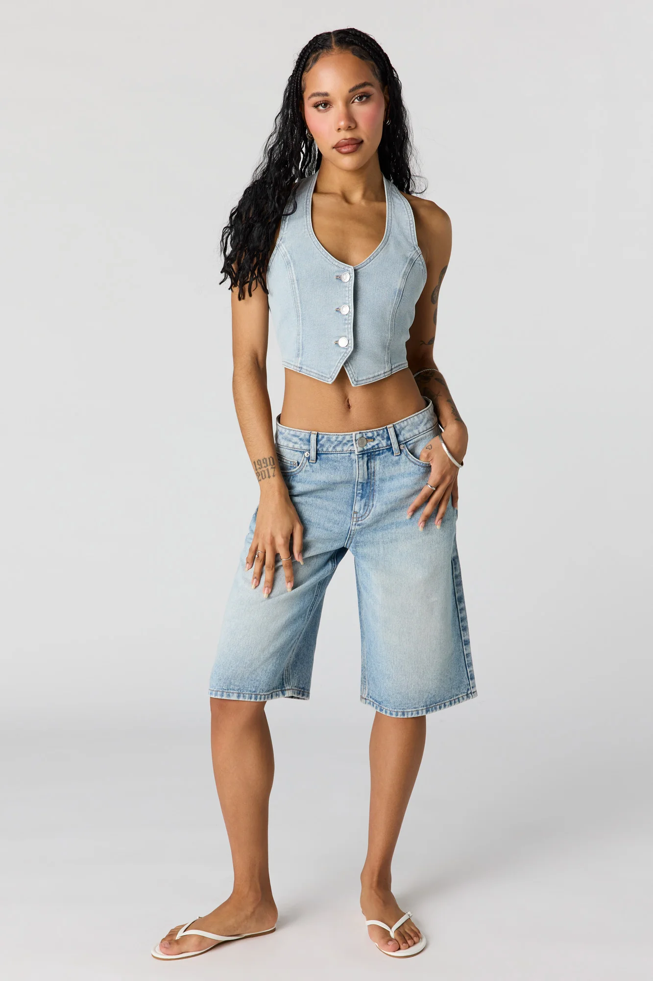 Button-Up Denim Vest