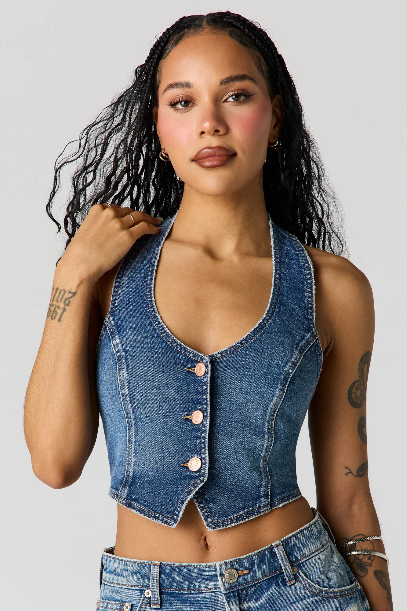 Button-Up Denim Vest