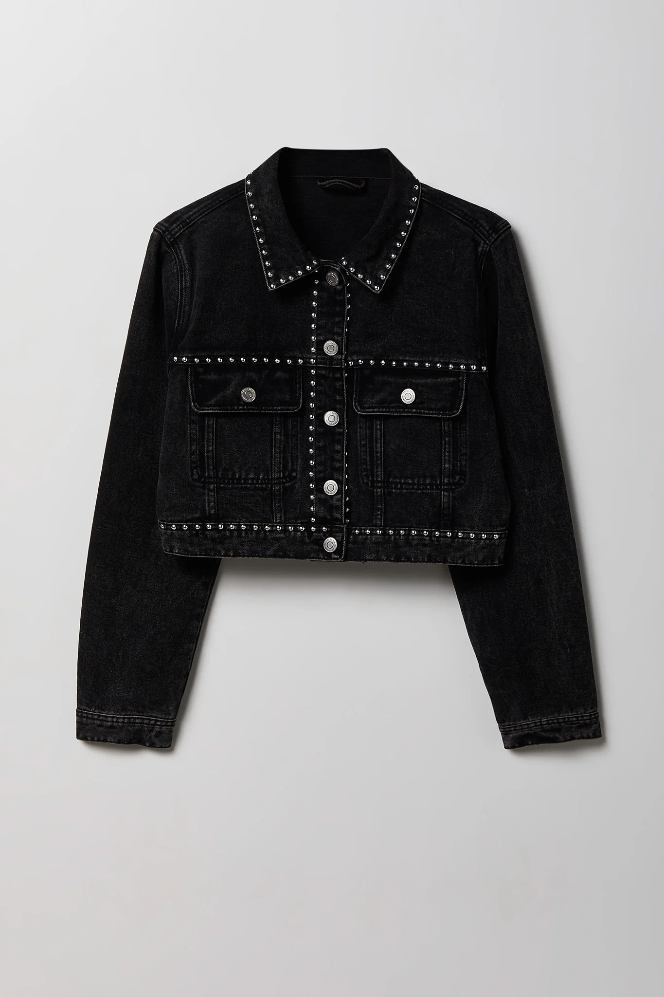 Studded Cropped Denim Jacket