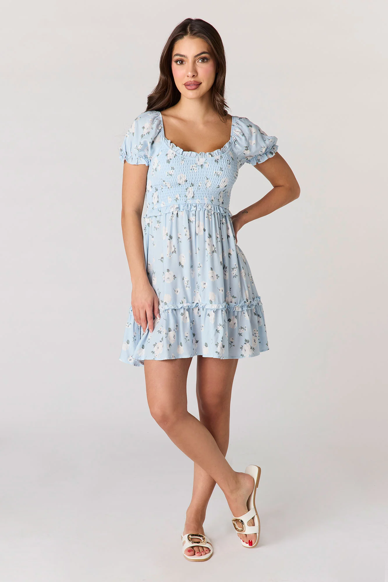 Floral Smocked Mini Dress