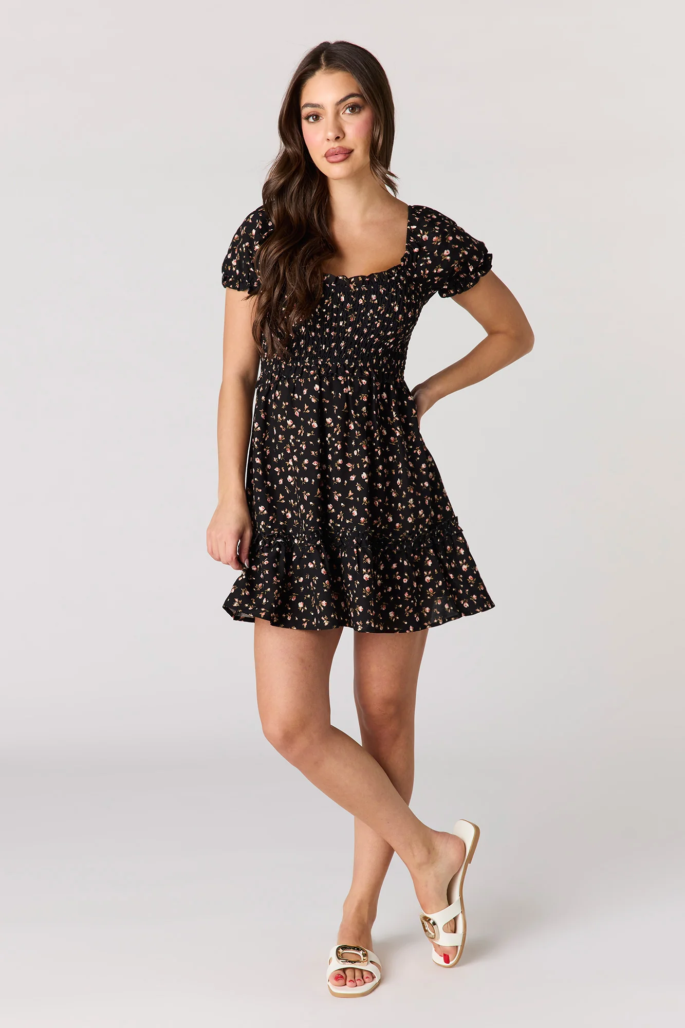 Floral Smocked Mini Dress