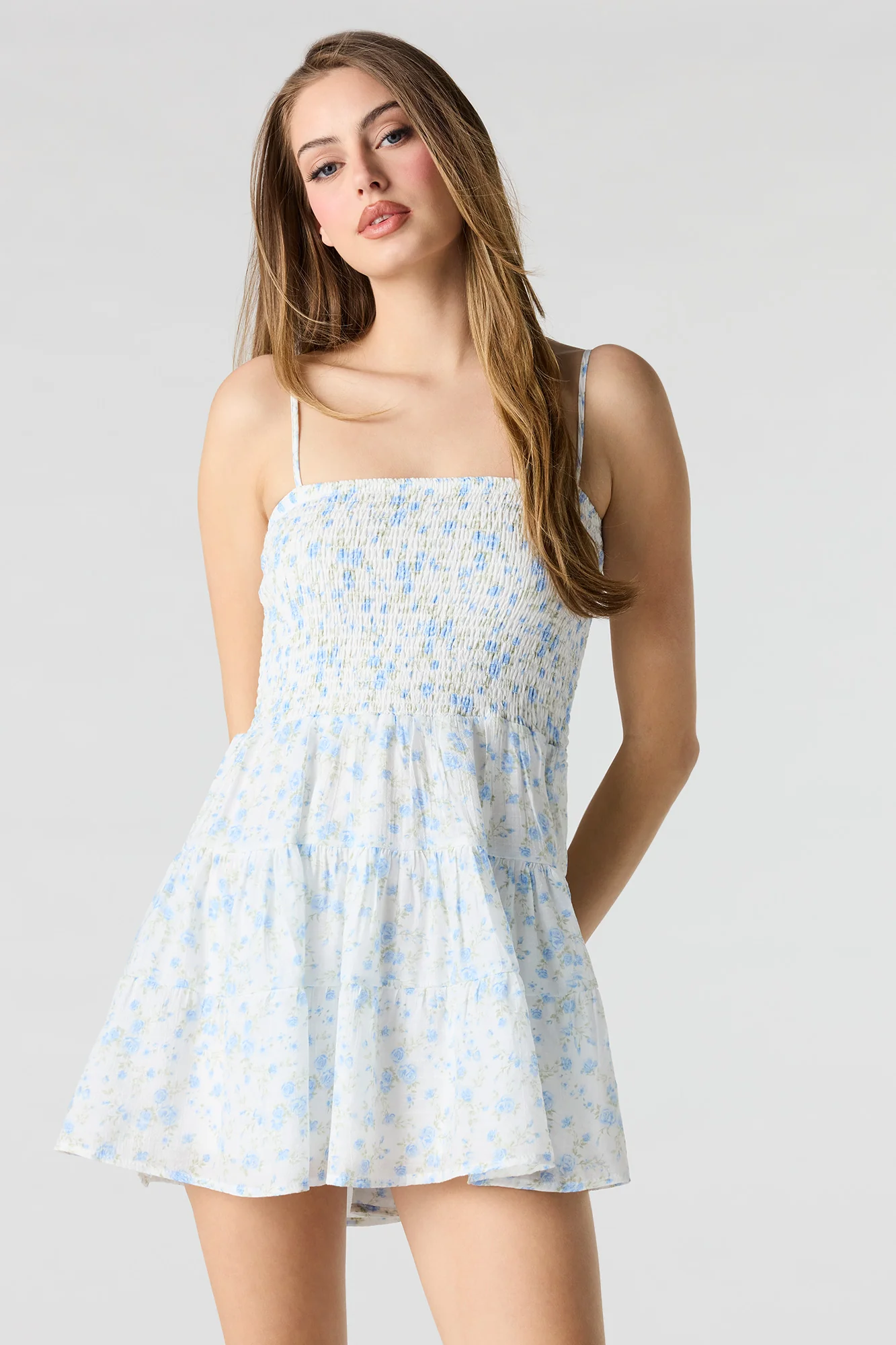 Smocked Tiered Mini Dress
