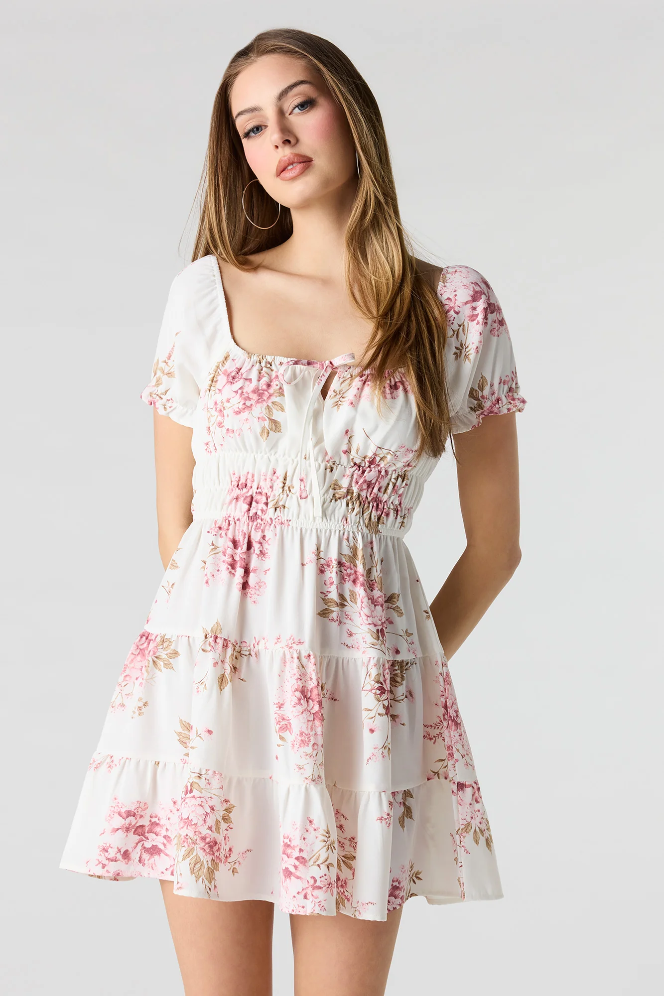 7347-short-puff-sleeve-tiered-mini-dress-4.webp Short Puff Sleeve Tiered Mini Dress