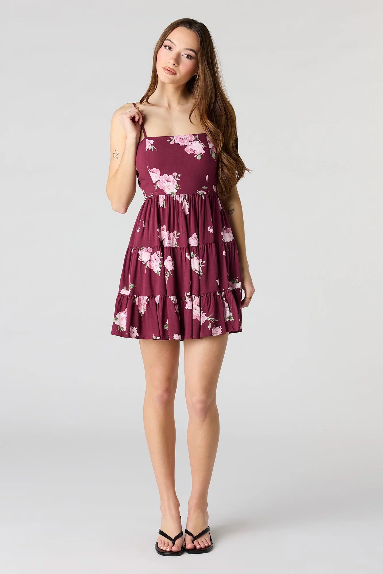 Floral Printed Tiered Mini Dress