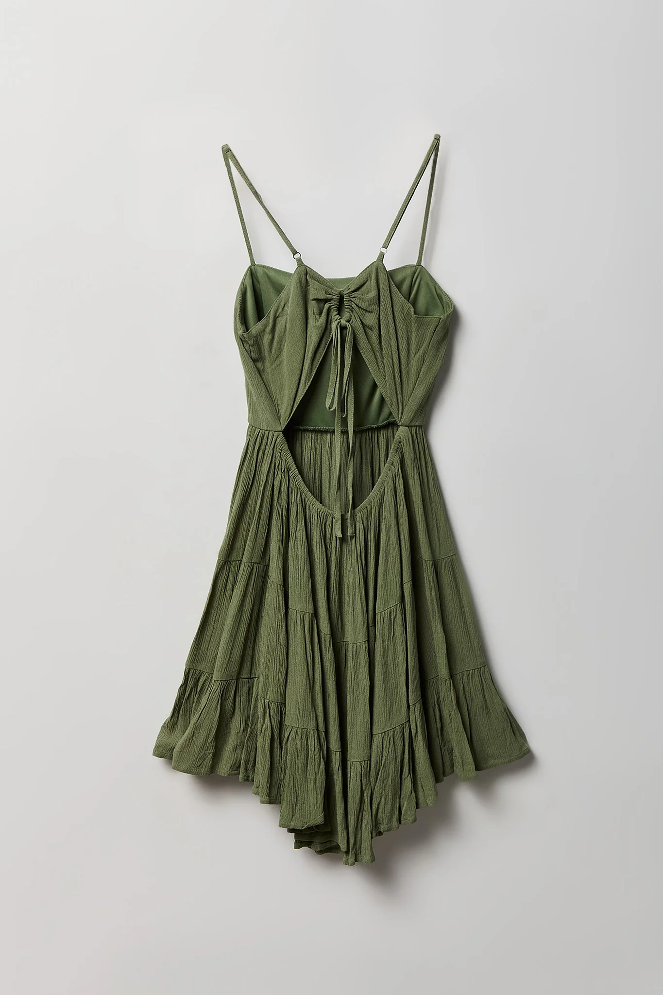 Braless Tie Back Tiered Mini Dress