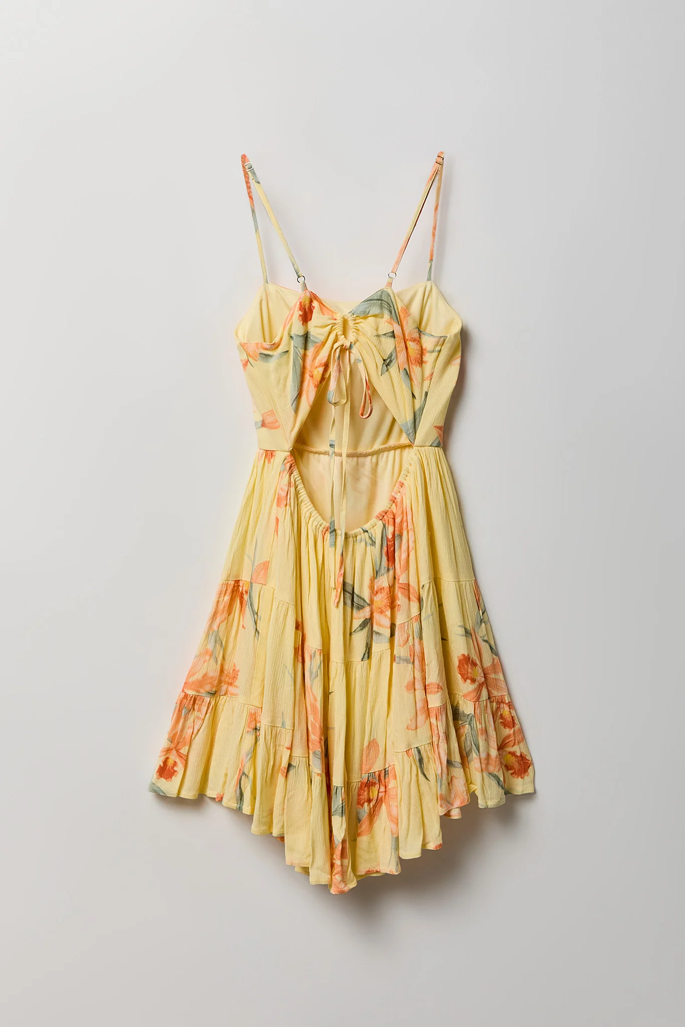 Braless Tie Back Tiered Mini Dress