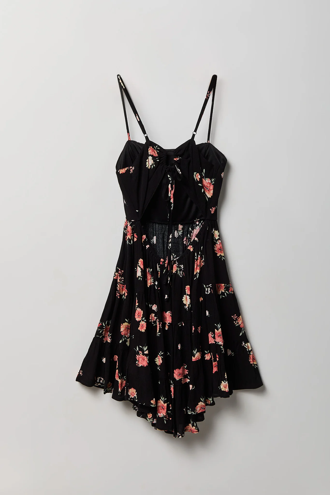 Braless Tie Back Tiered Mini Dress