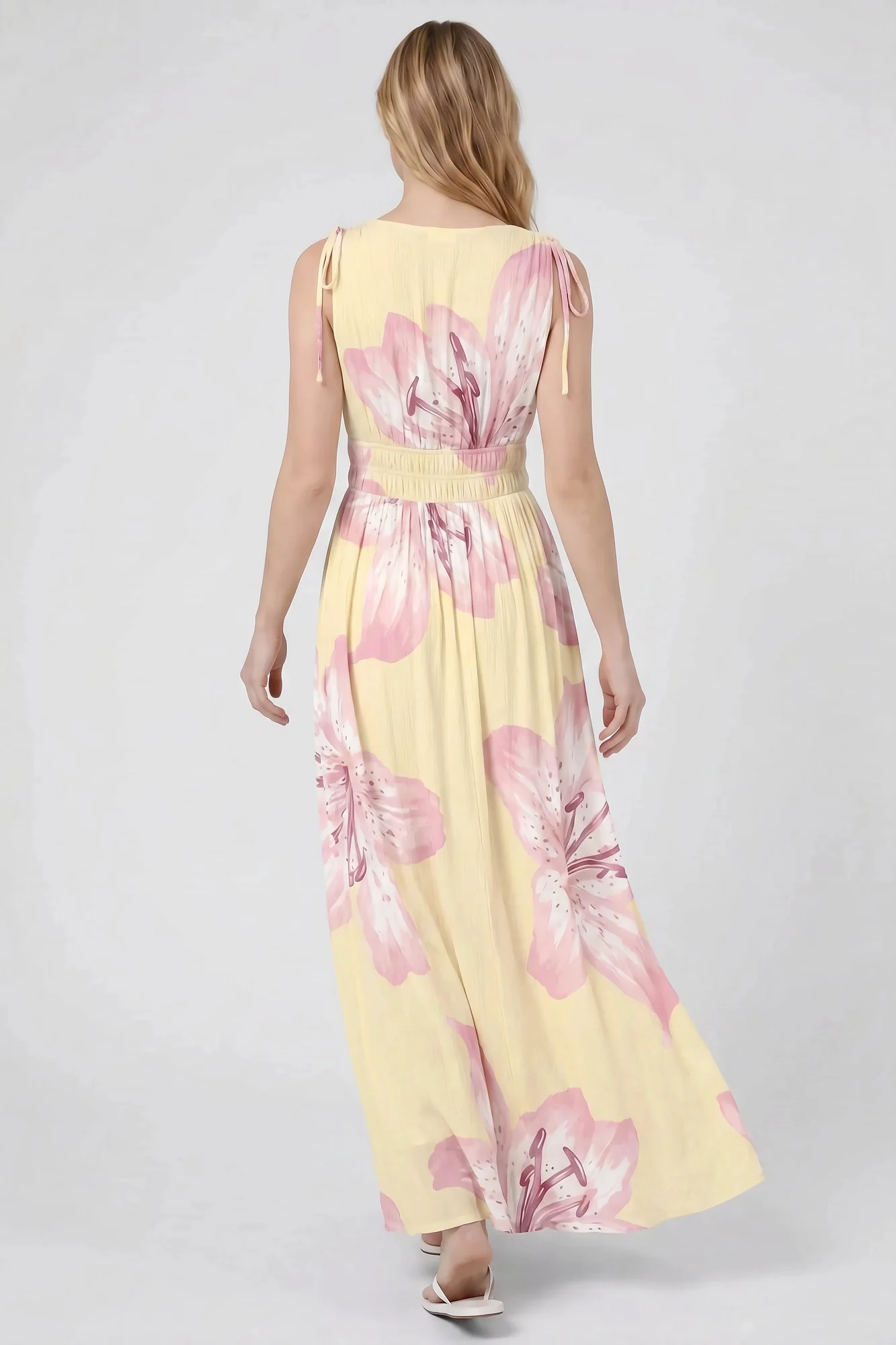 Crochet Trim V-Neck Maxi Dress