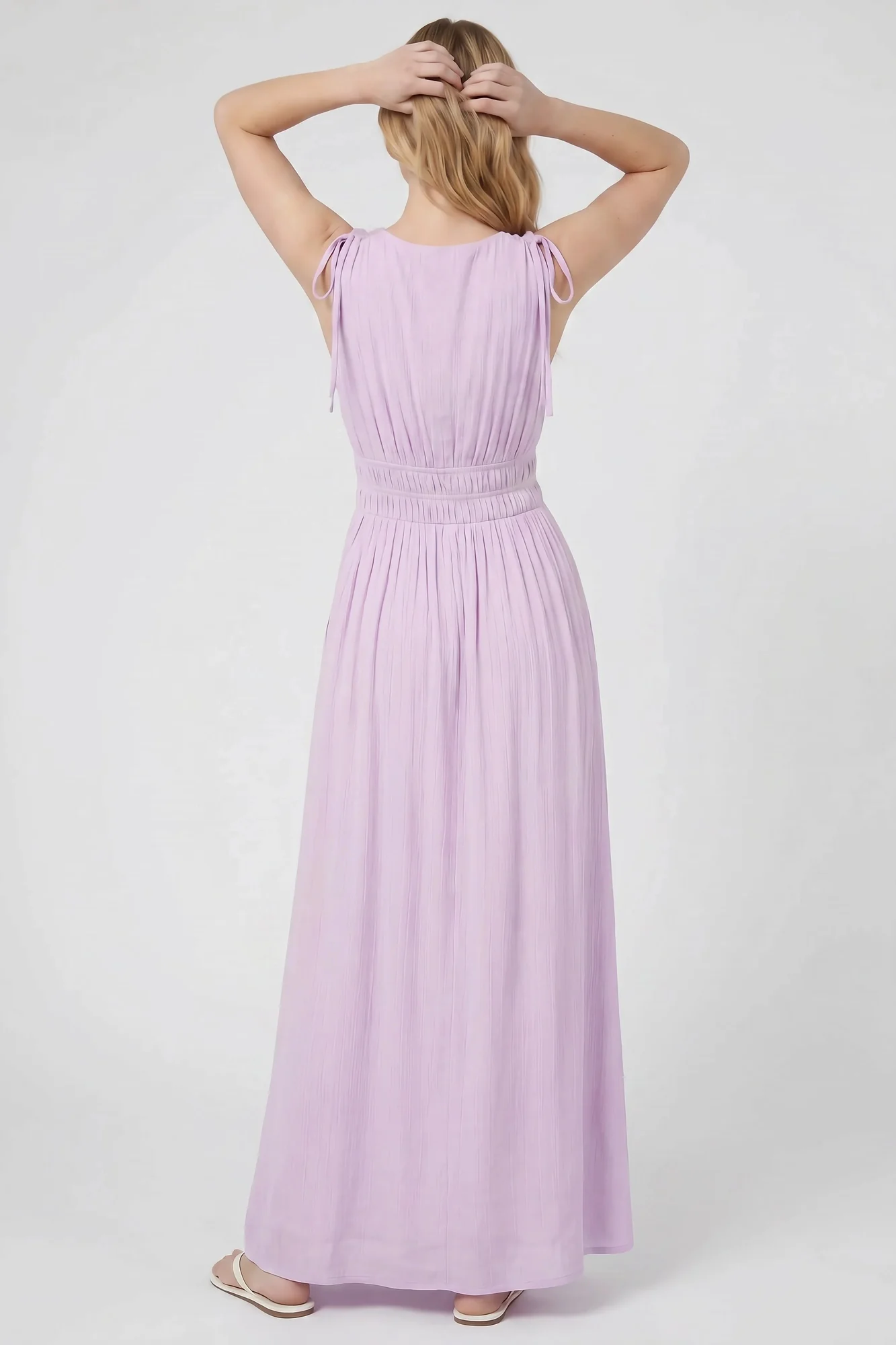 Crochet Trim V-Neck Maxi Dress