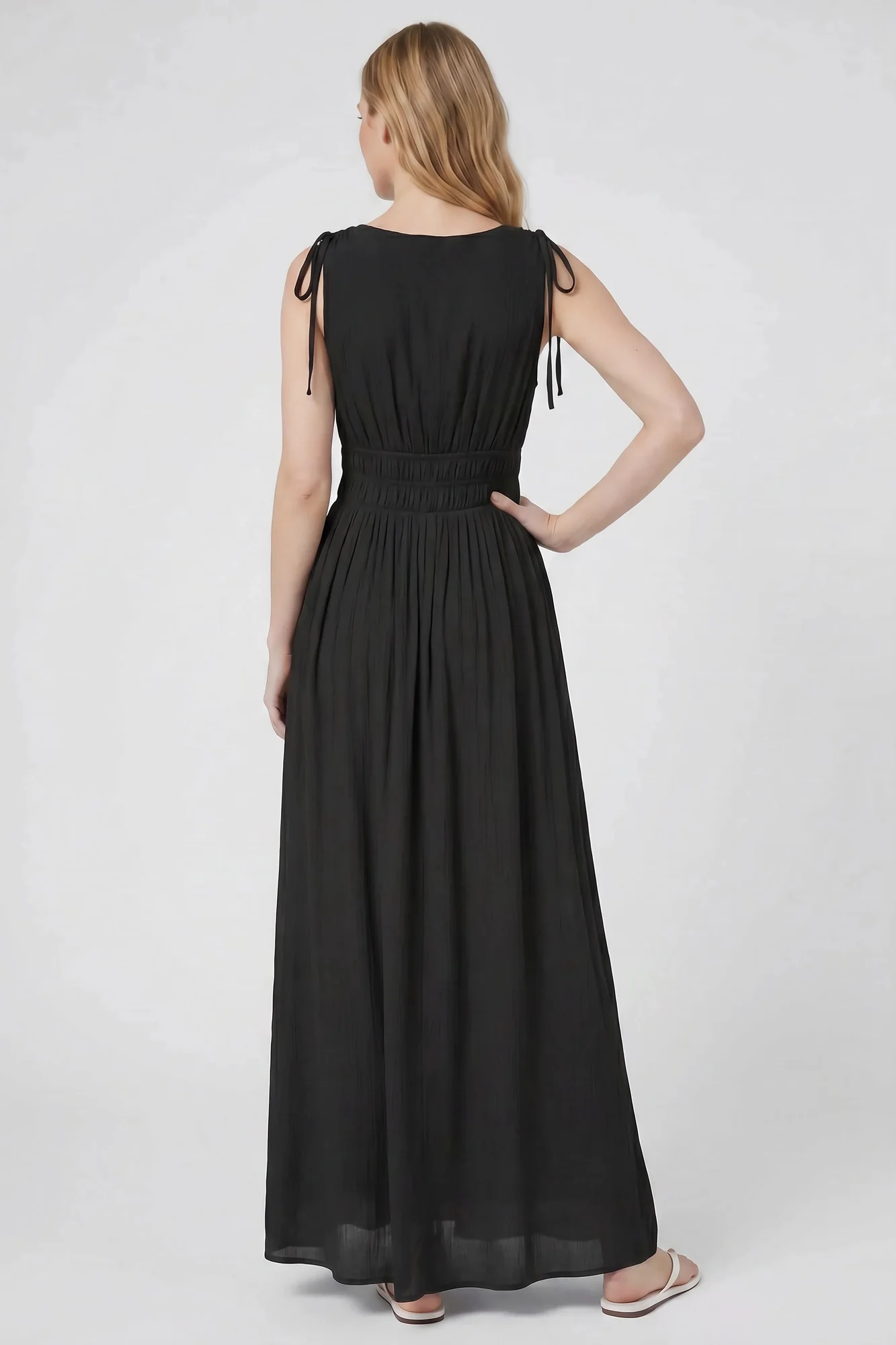 Crochet Trim V-Neck Maxi Dress