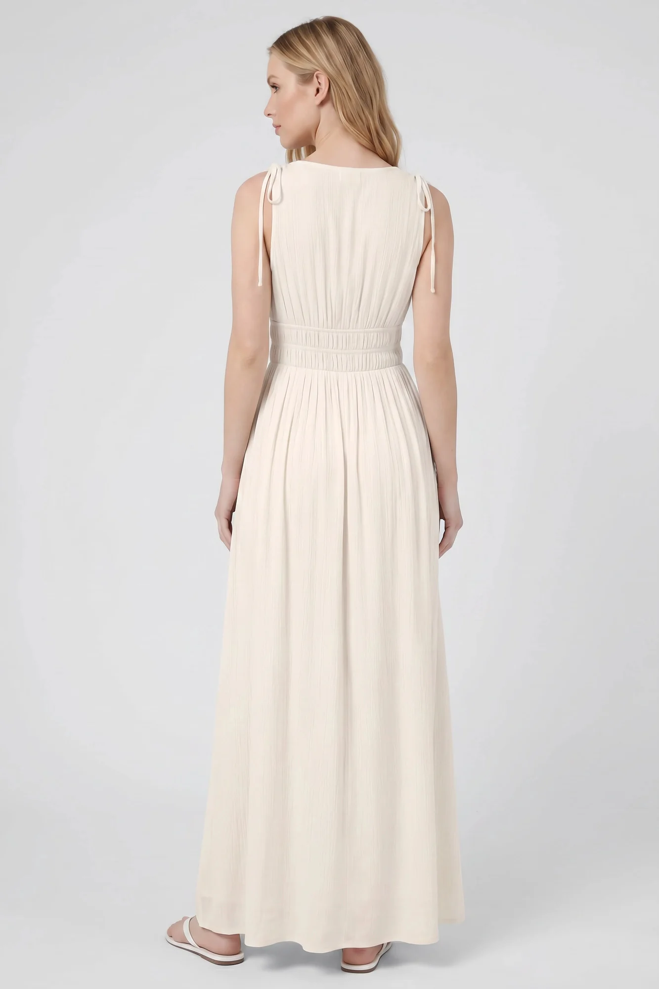 Crochet Trim V-Neck Maxi Dress