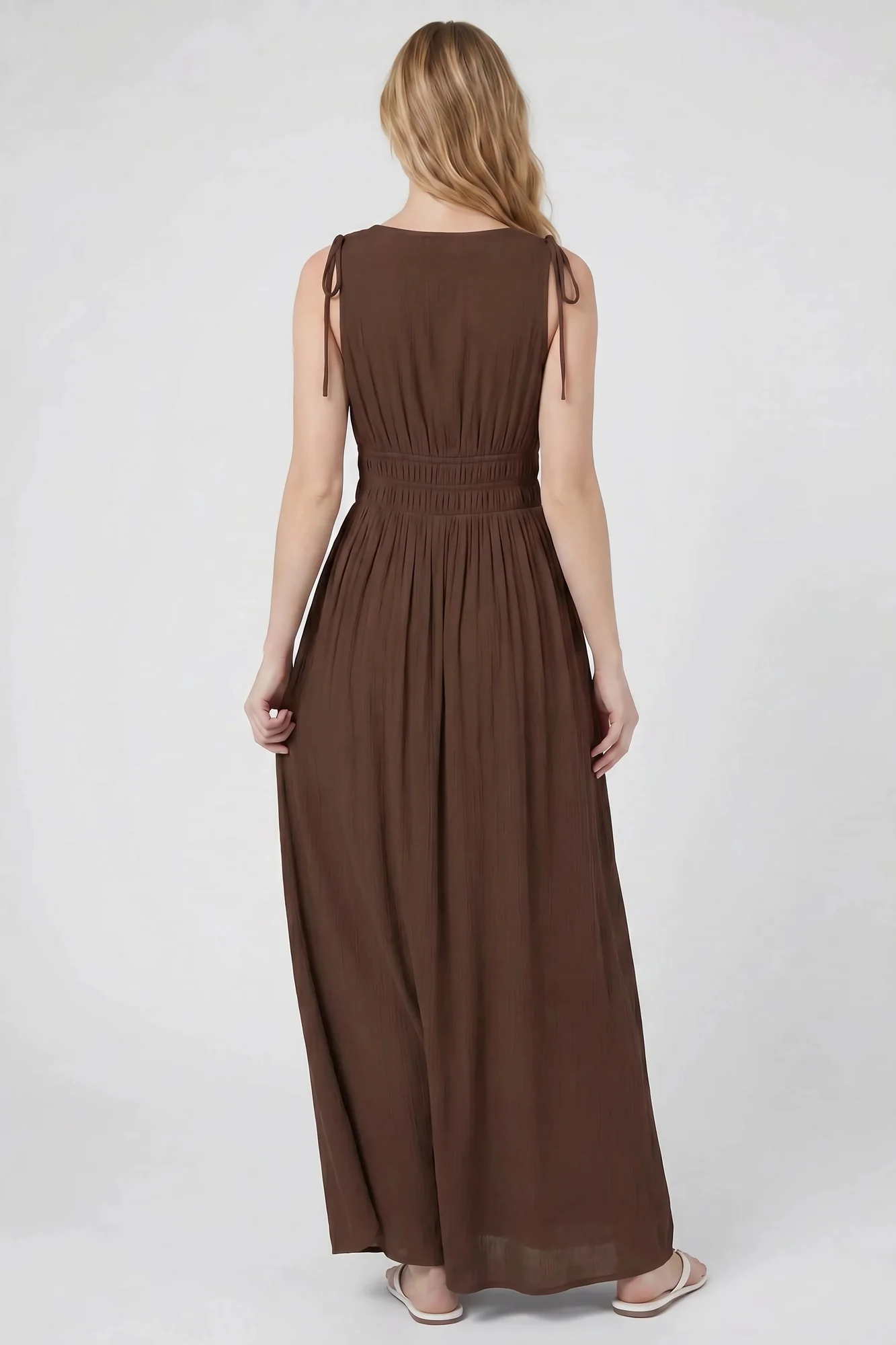Crochet Trim V-Neck Maxi Dress