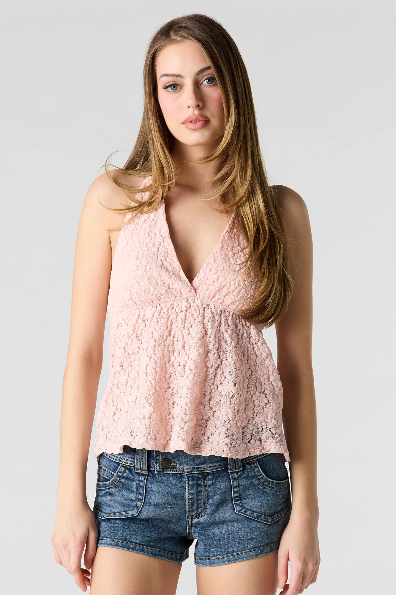 Lace Halter Babydoll Top