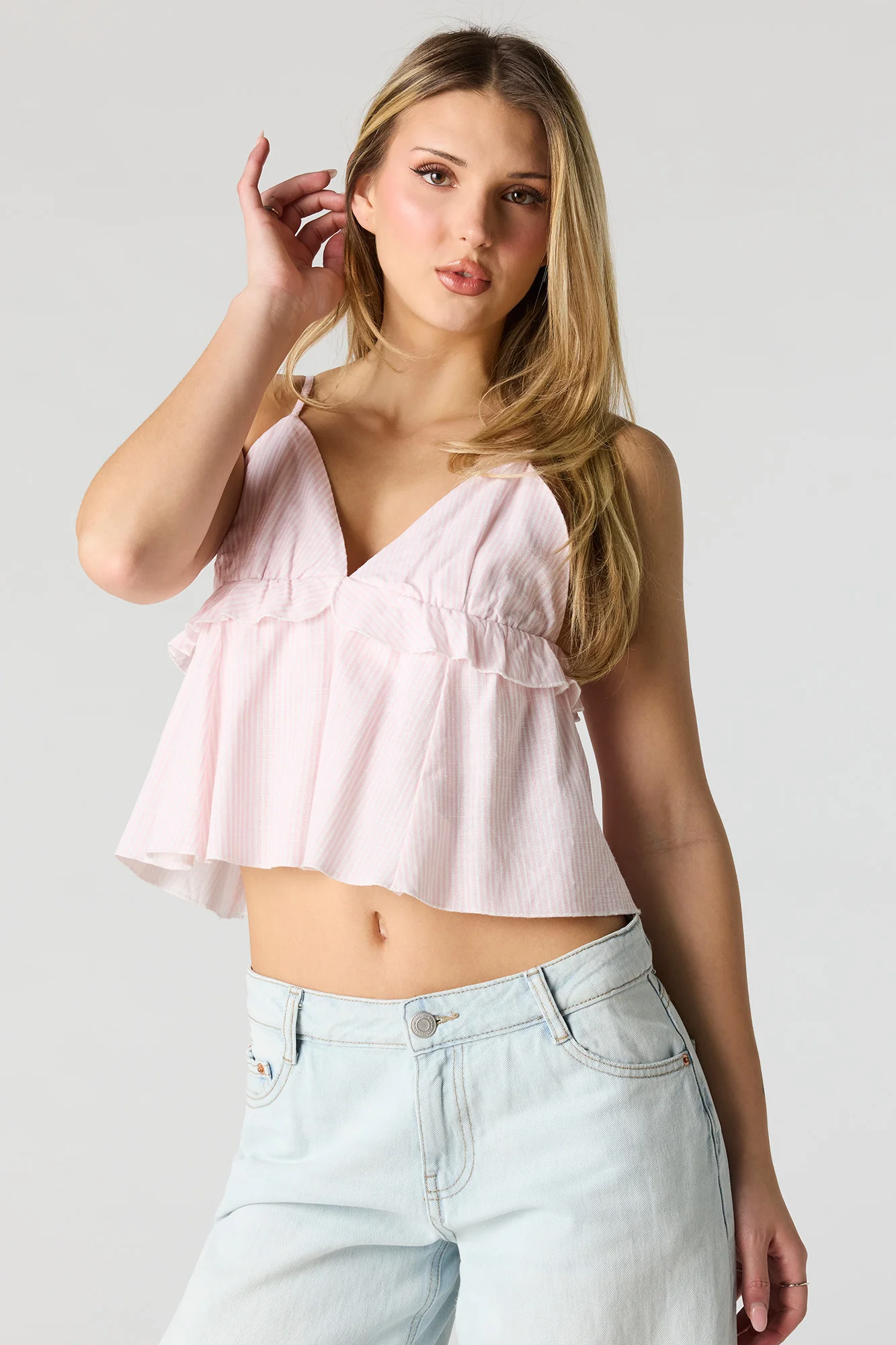 7954-linen-blend-babydoll-tank-1.webp Linen-Blend Babydoll Tank