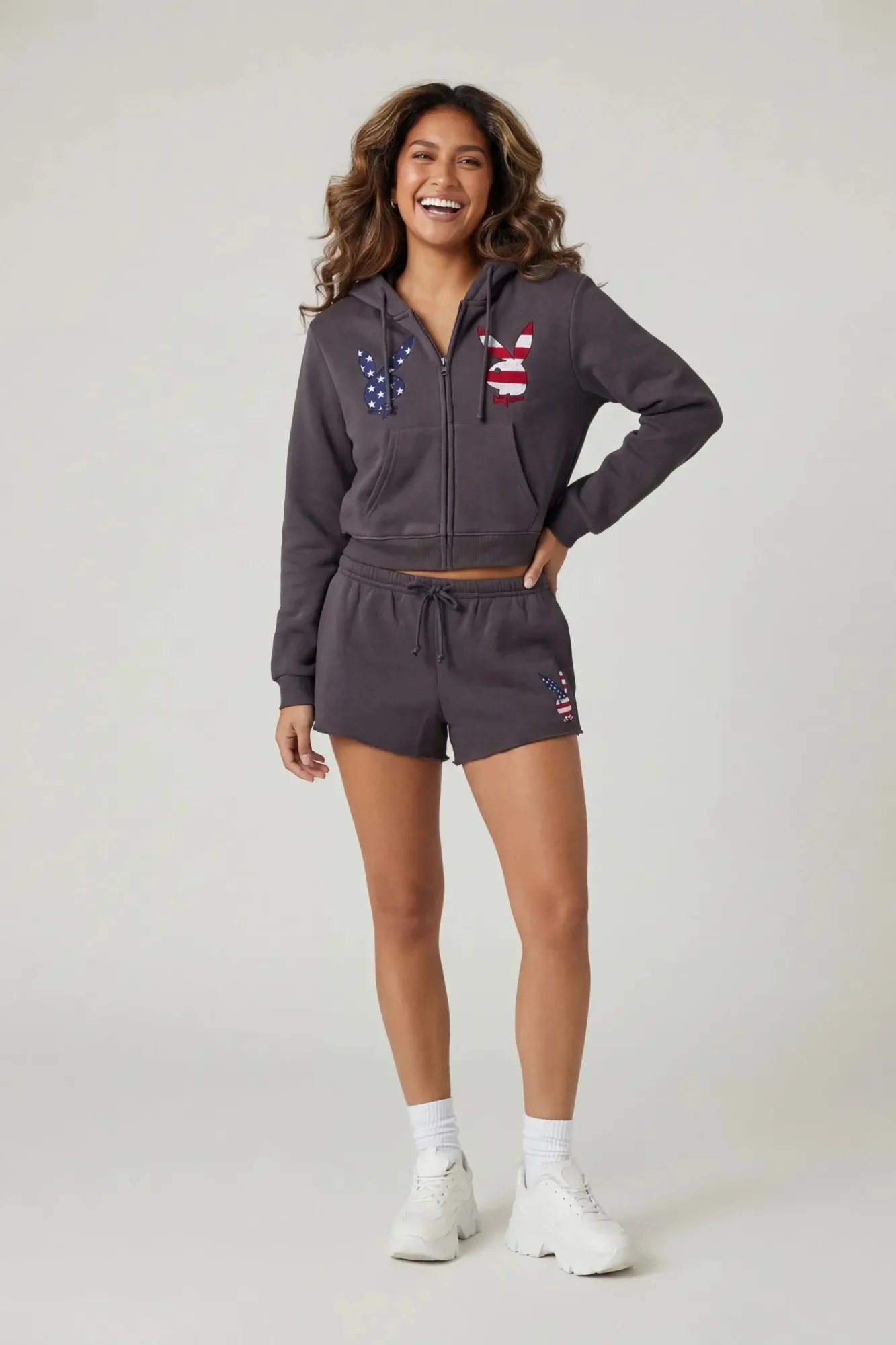 Playboy USA Graphic Fleece Zip-Up Hoodie