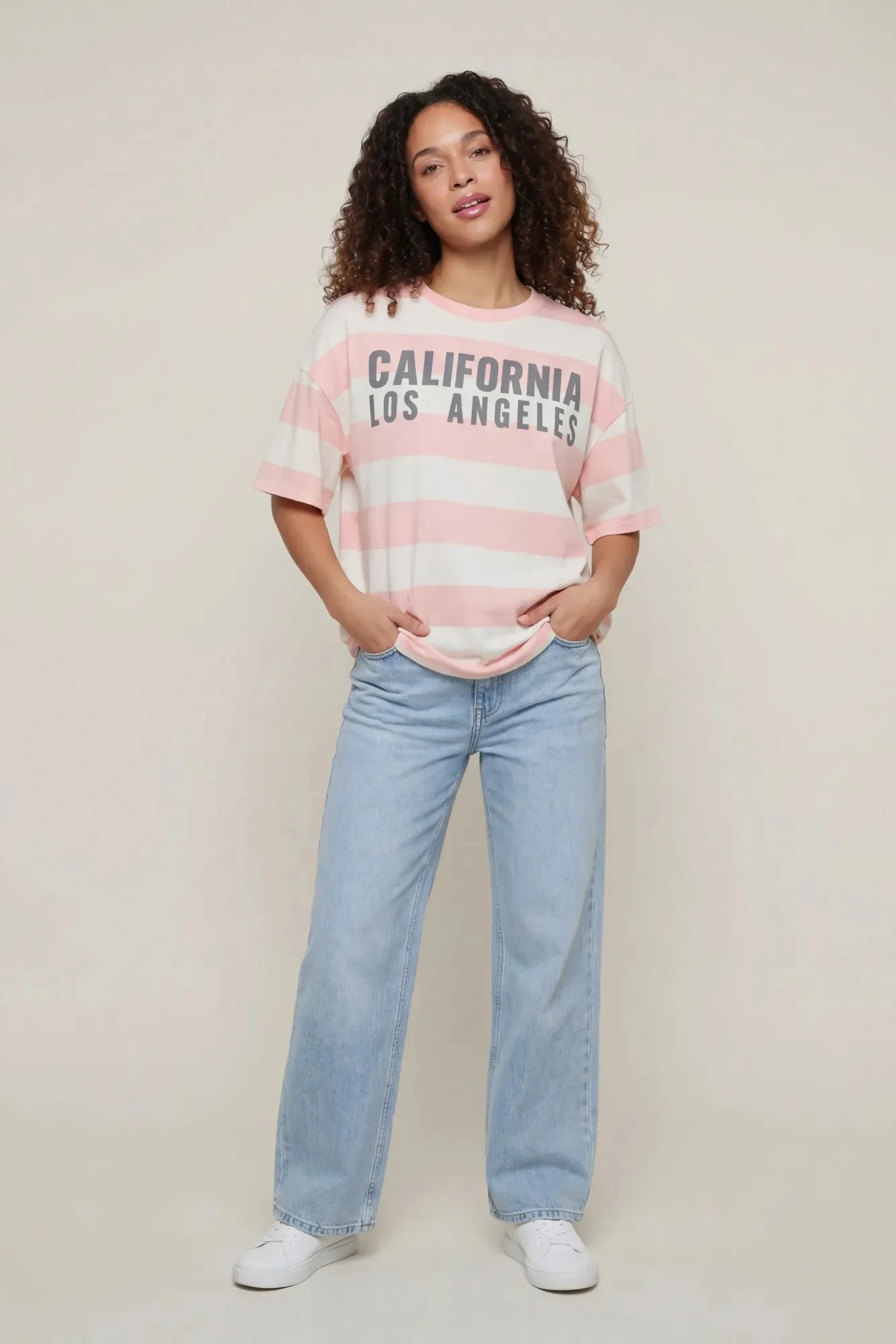 Luxe Heavy Cotton Striped Graphic T-Shirt