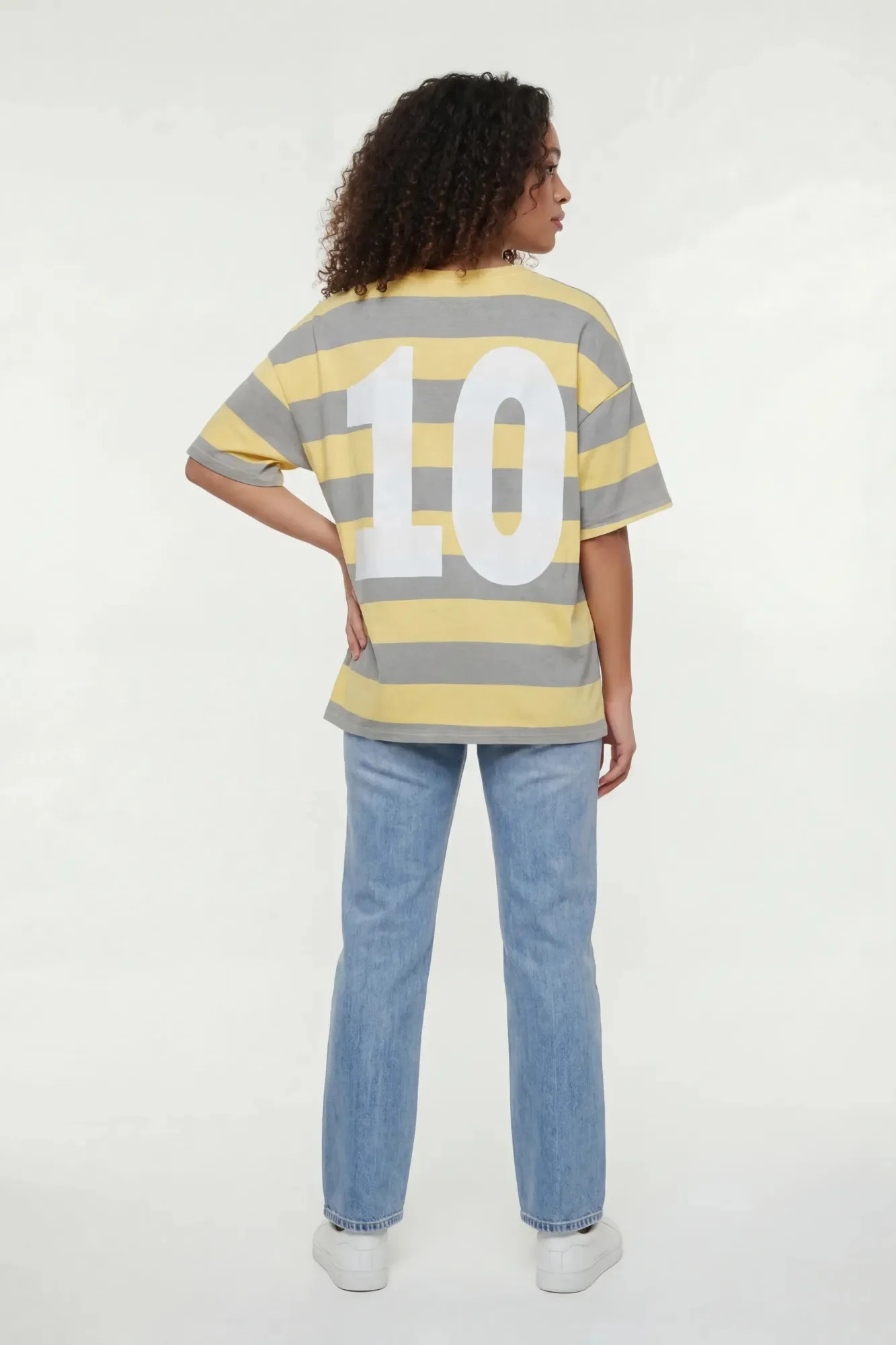 Luxe Heavy Cotton Striped Graphic T-Shirt