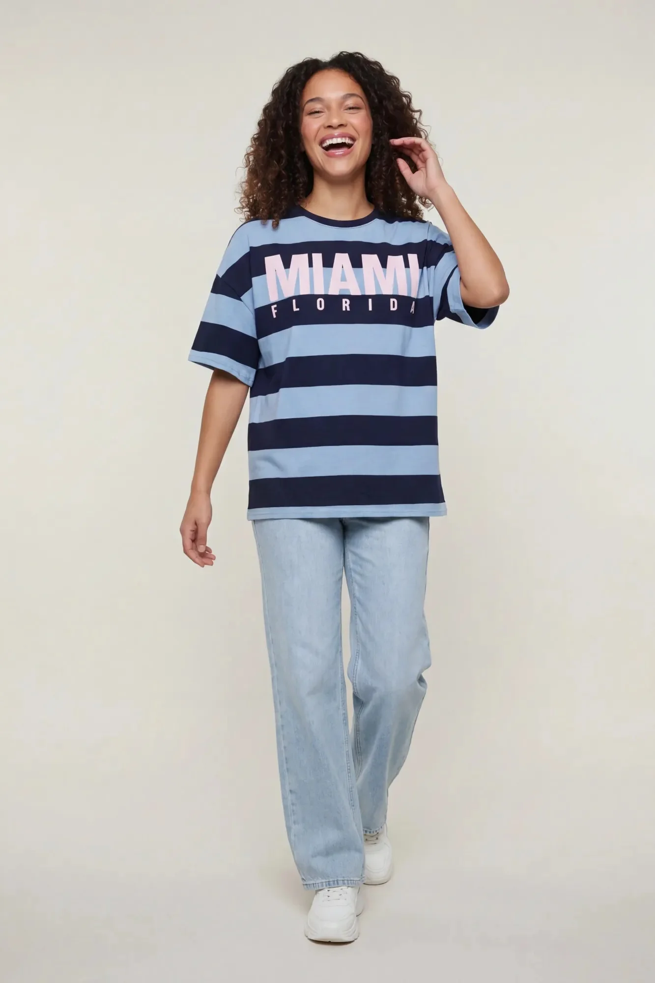 Luxe Heavy Cotton Striped Graphic T-Shirt