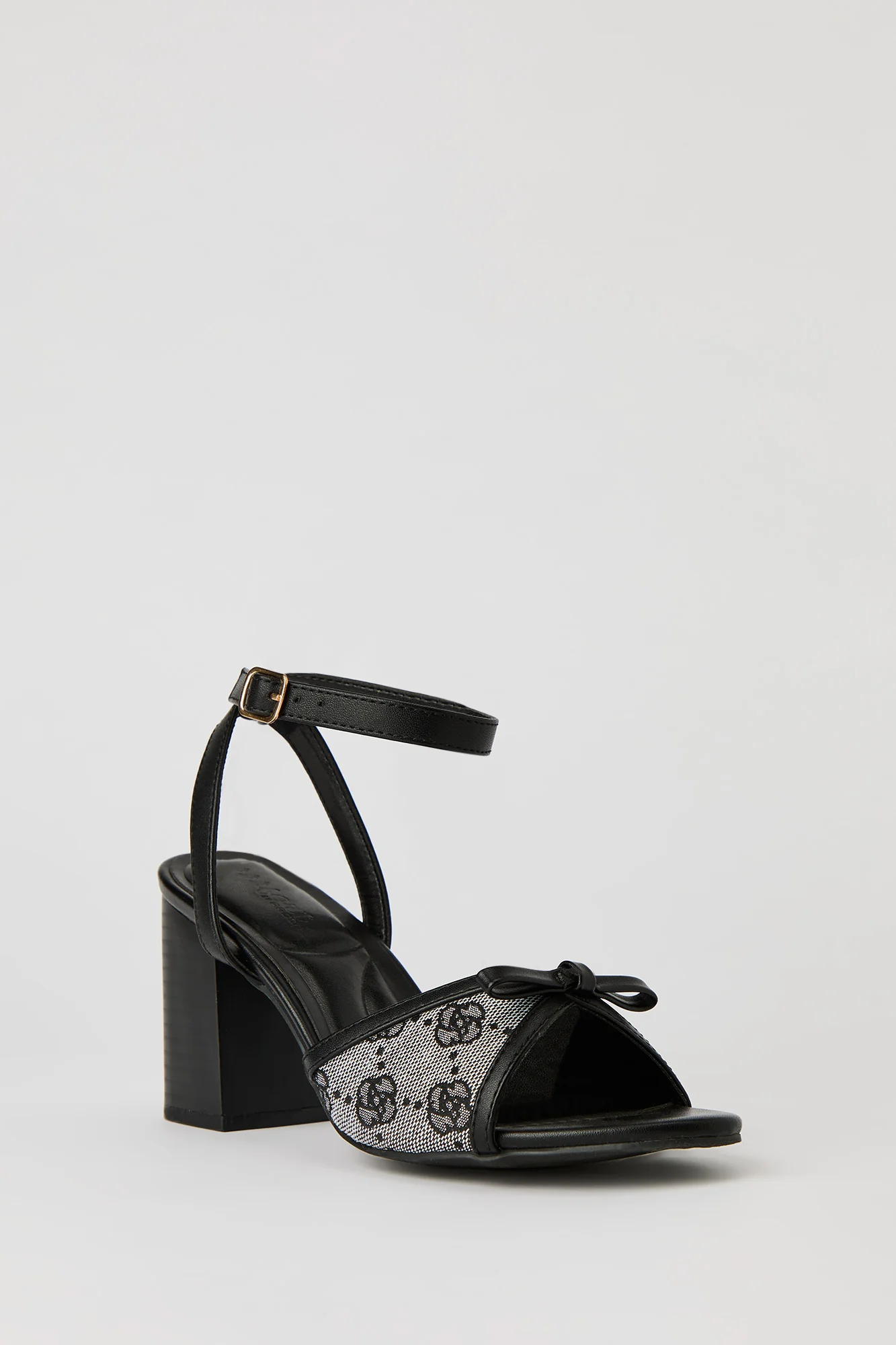Bow Ankle Band Block Heeled Sandal