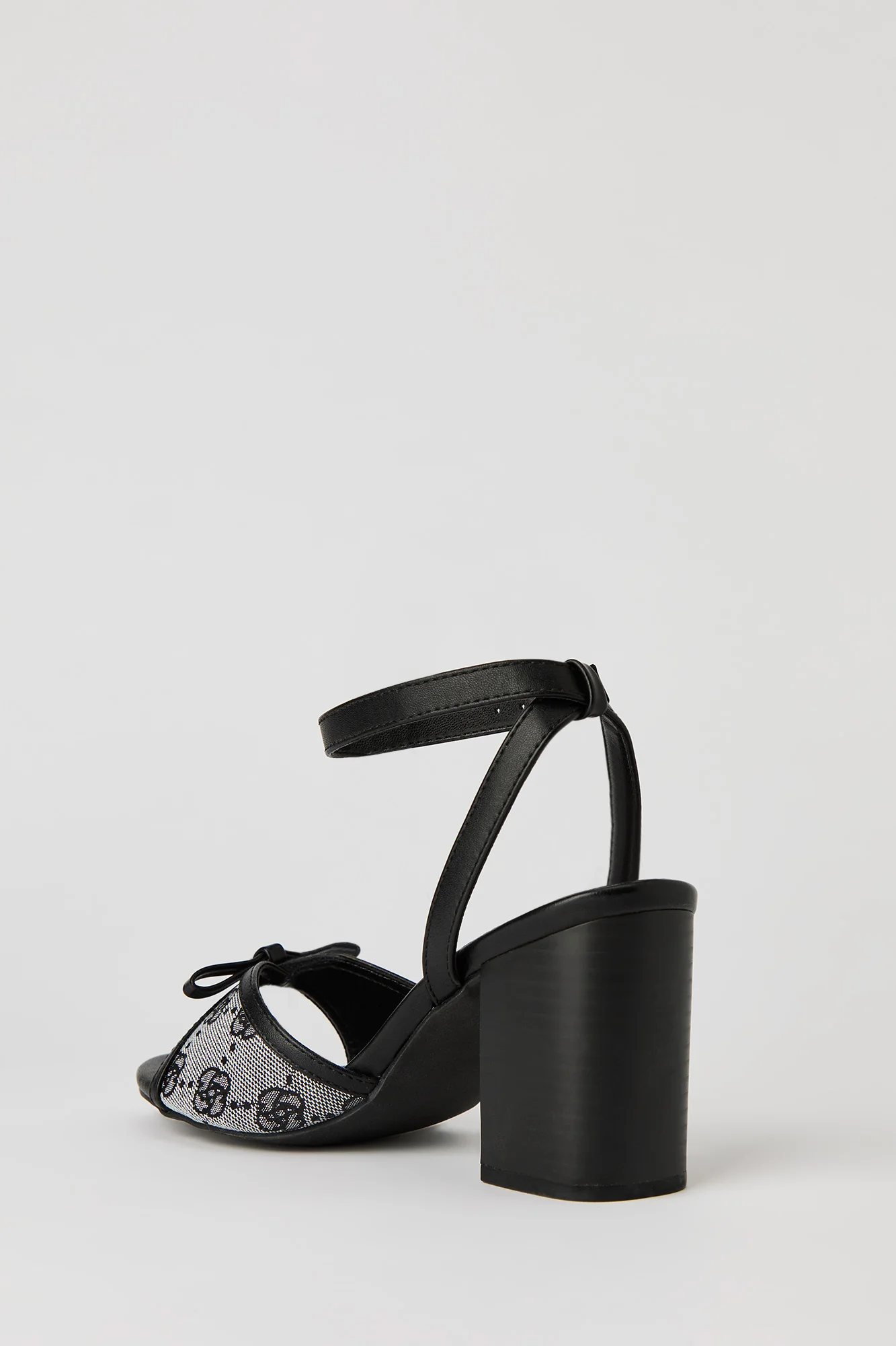Bow Ankle Band Block Heeled Sandal