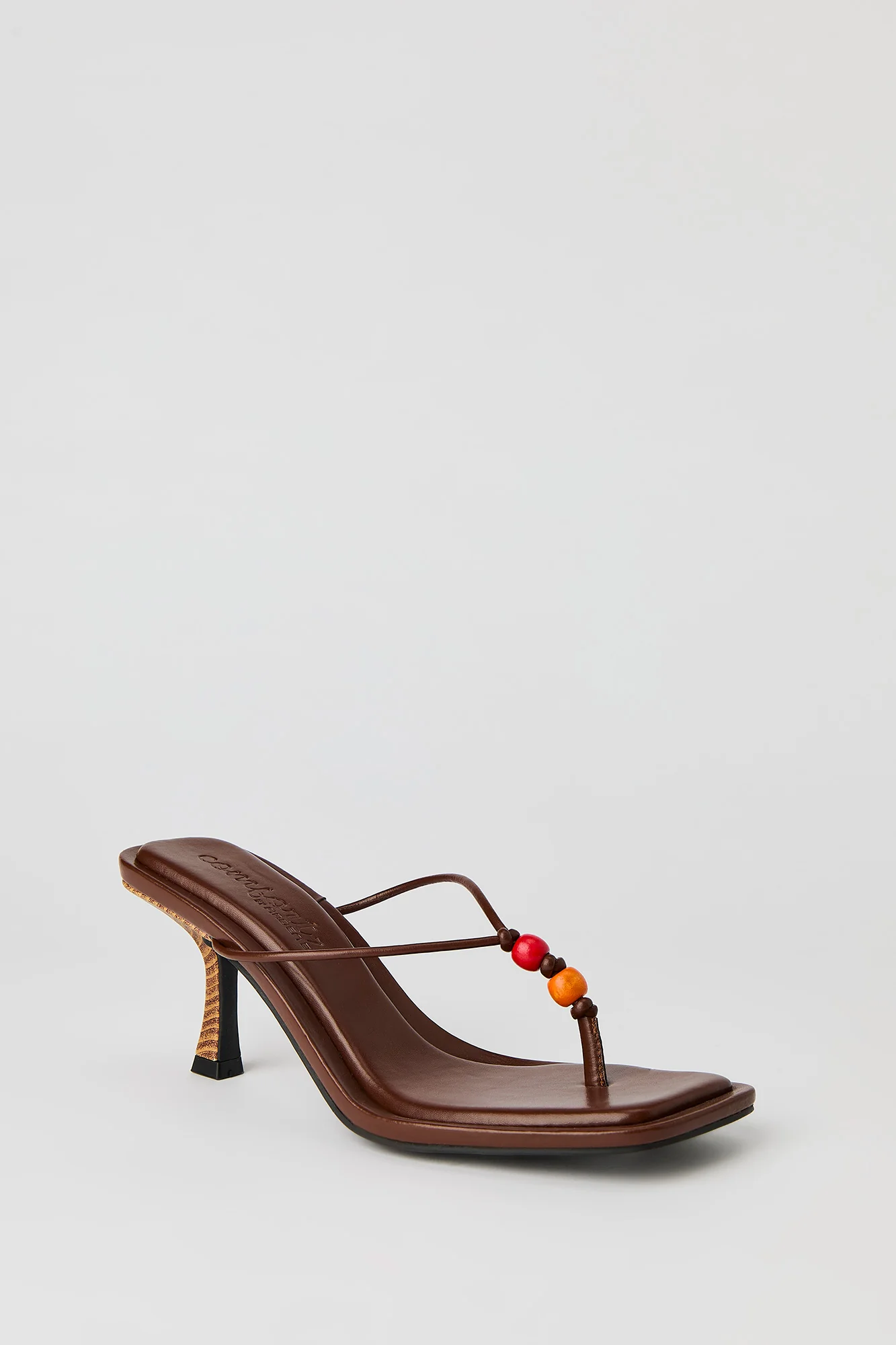 Beaded Thong Stiletto Heeled Sandal