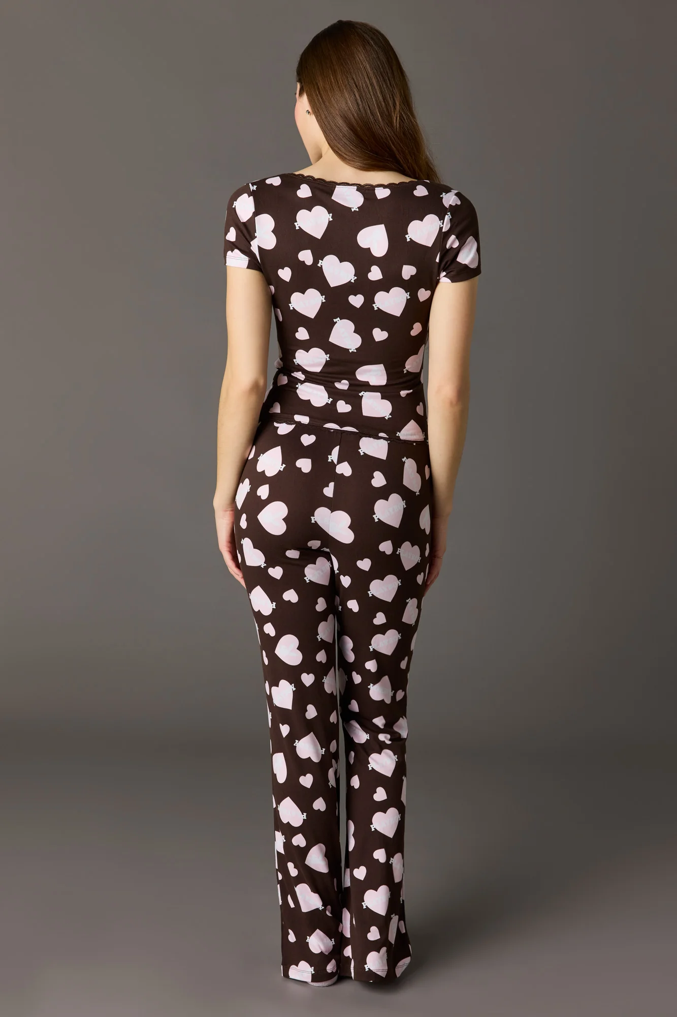 Playboy Lace Trim T-Shirt & Pant Pajama Set