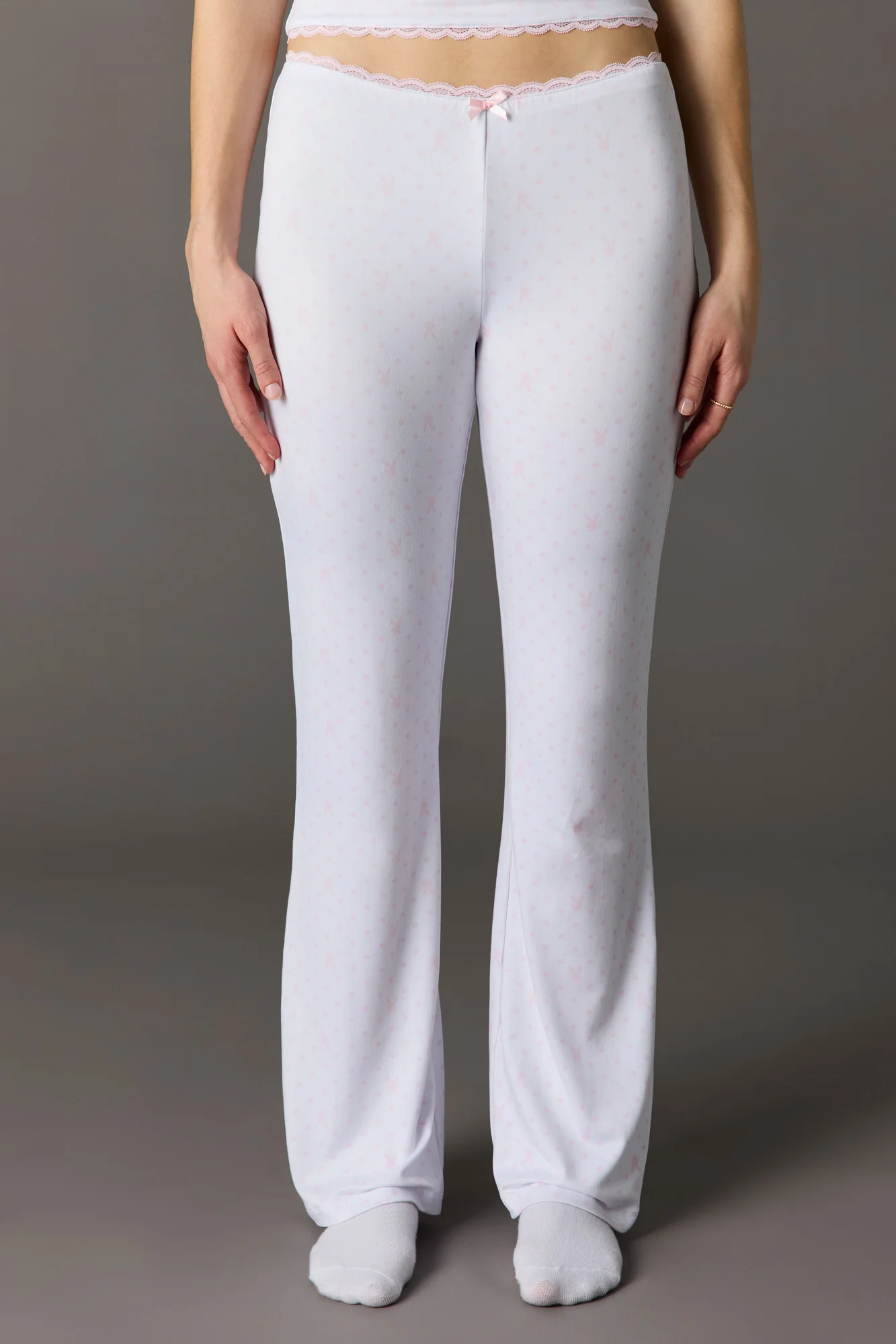 Playboy Lace Trim T-Shirt & Pant Pajama Set