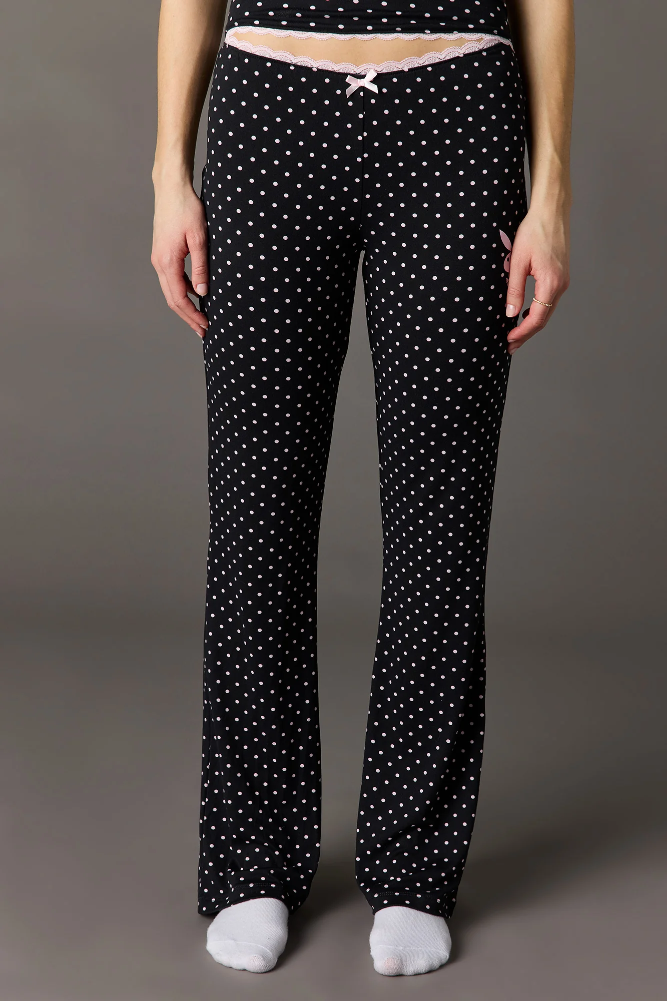 Playboy Lace Trim T-Shirt & Pant Pajama Set