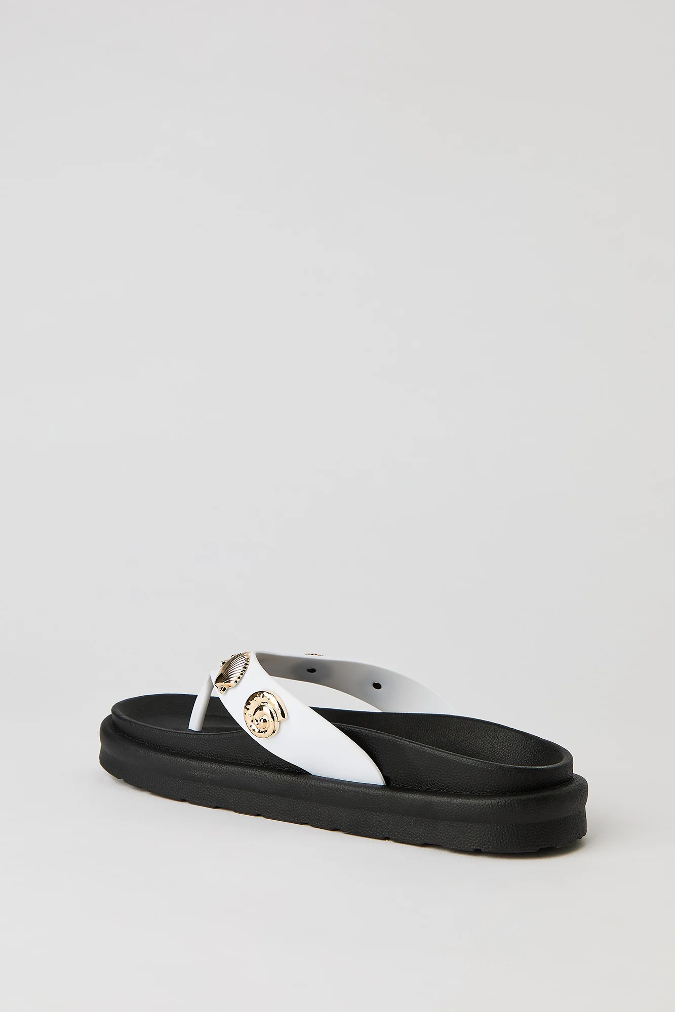 Faux Leather Shell Charm Sandal